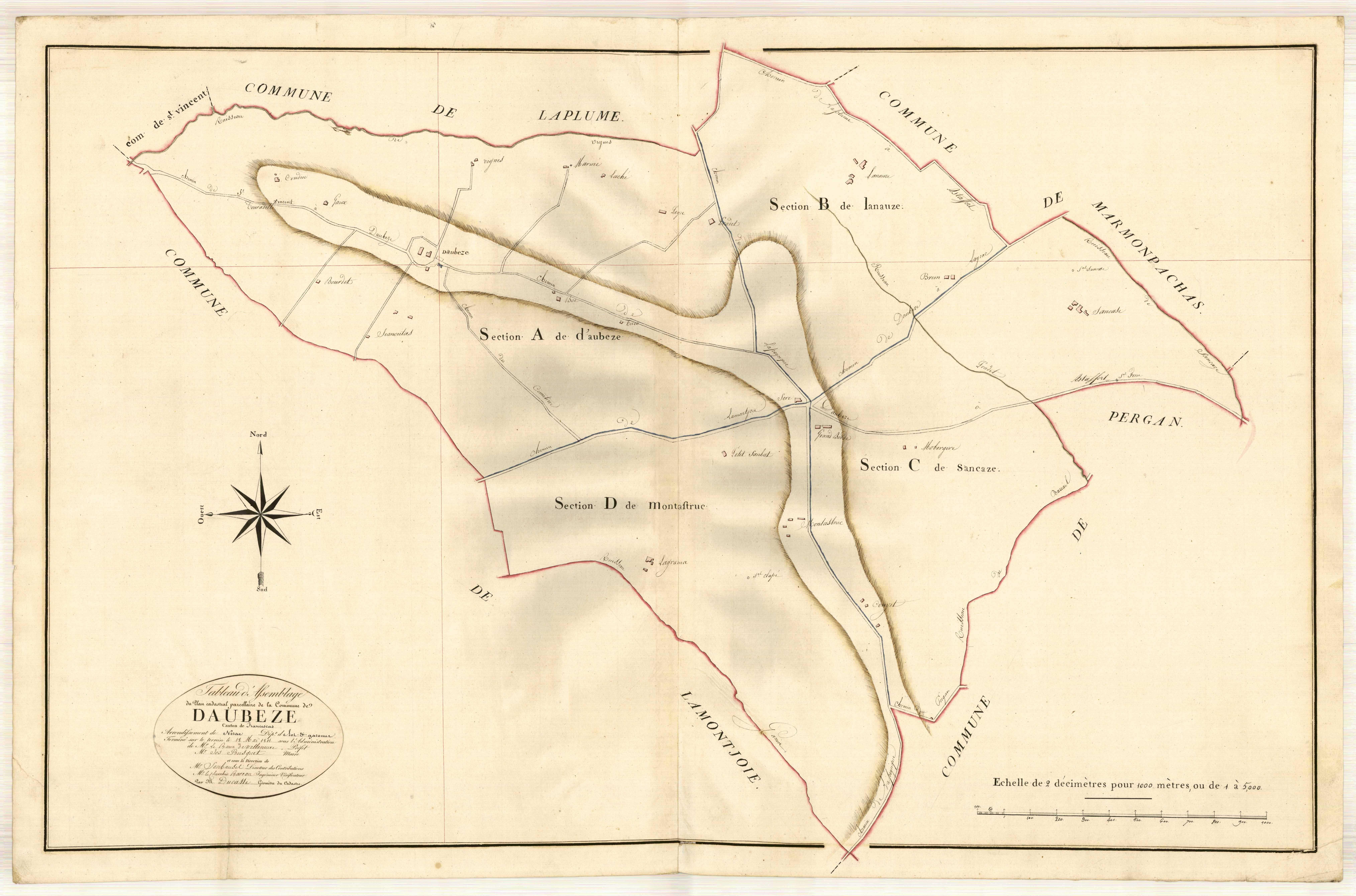 Plan primitif, atlas-TA, Daubèze (voir Lamontjoie)