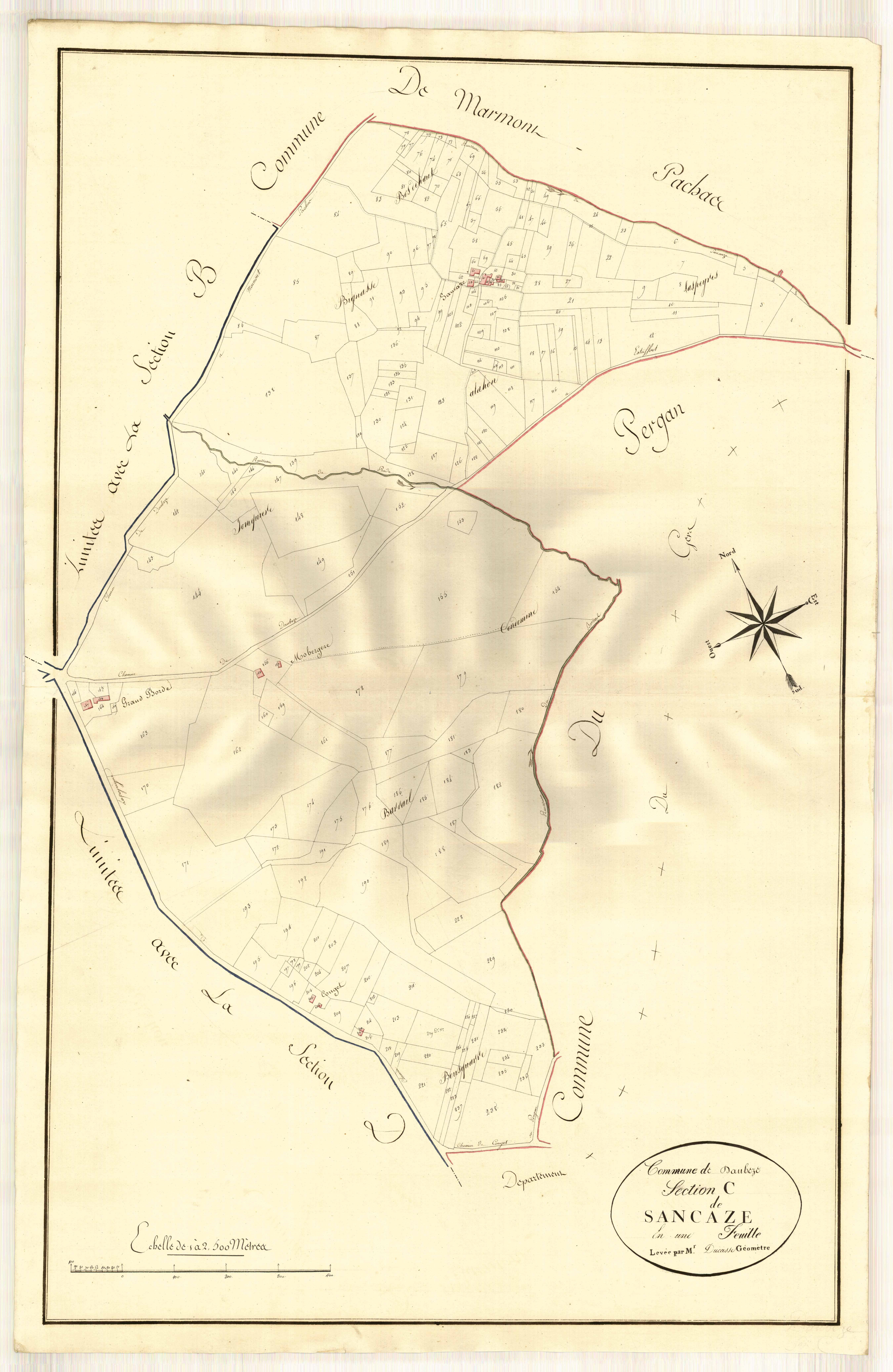 Plan primitif, atlas-C Sancaze, Daubèze (voir Lamontjoie)