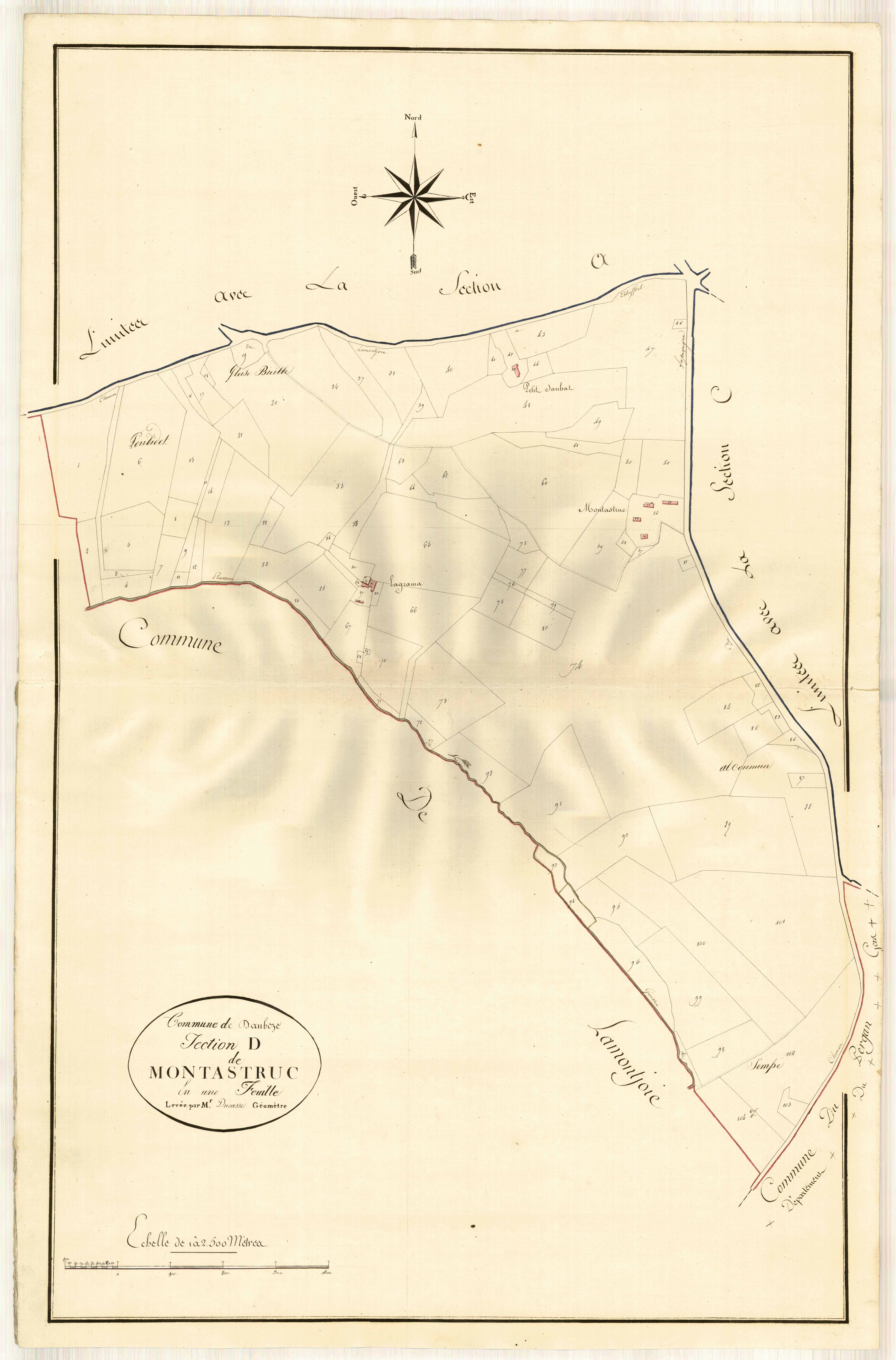 Plan primitif, atlas-D Montastruc, Daubèze (voir Lamontjoie)