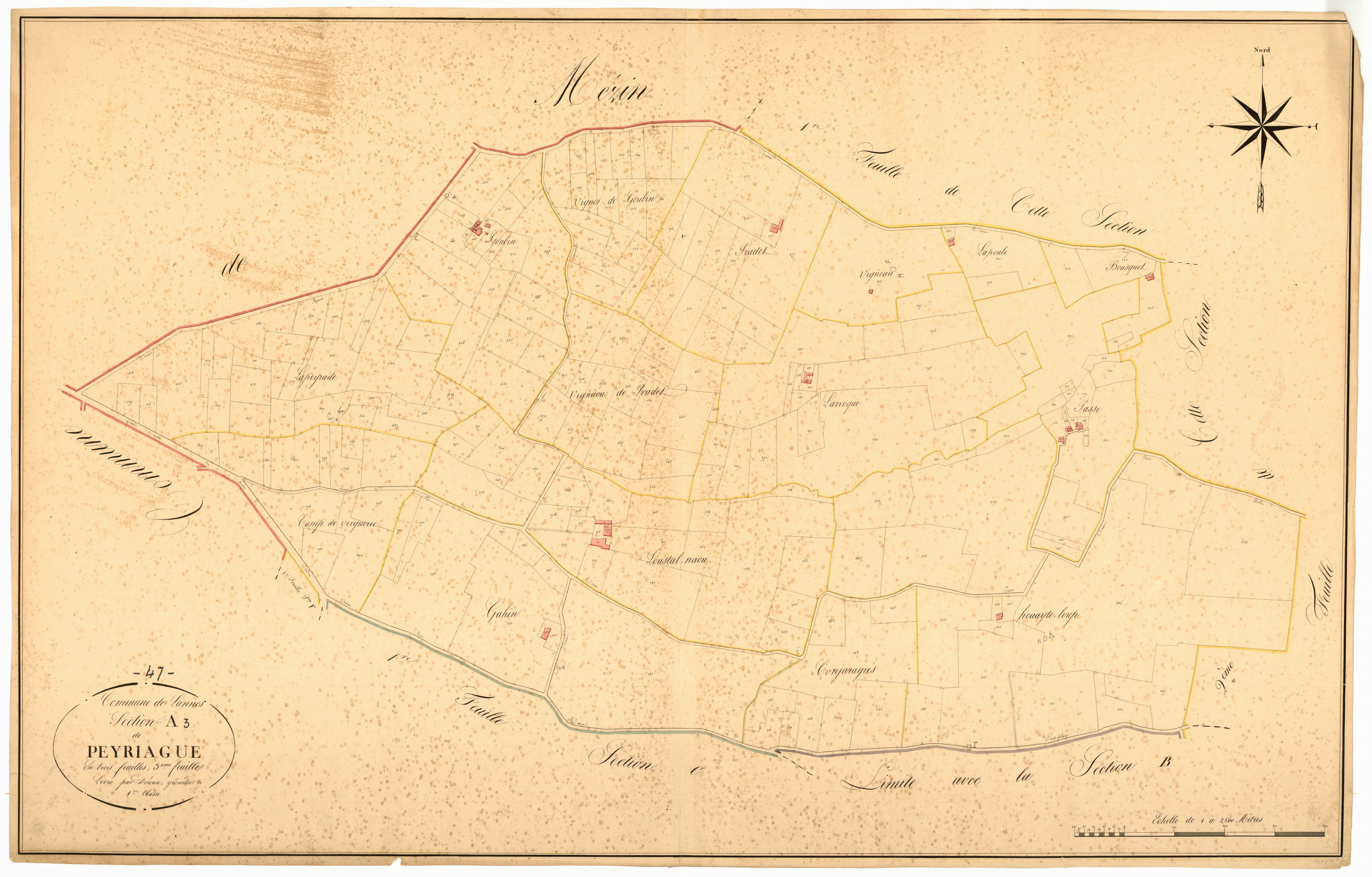 Plan napoléonien, atlas-A3 Peyriaque, Lannes
