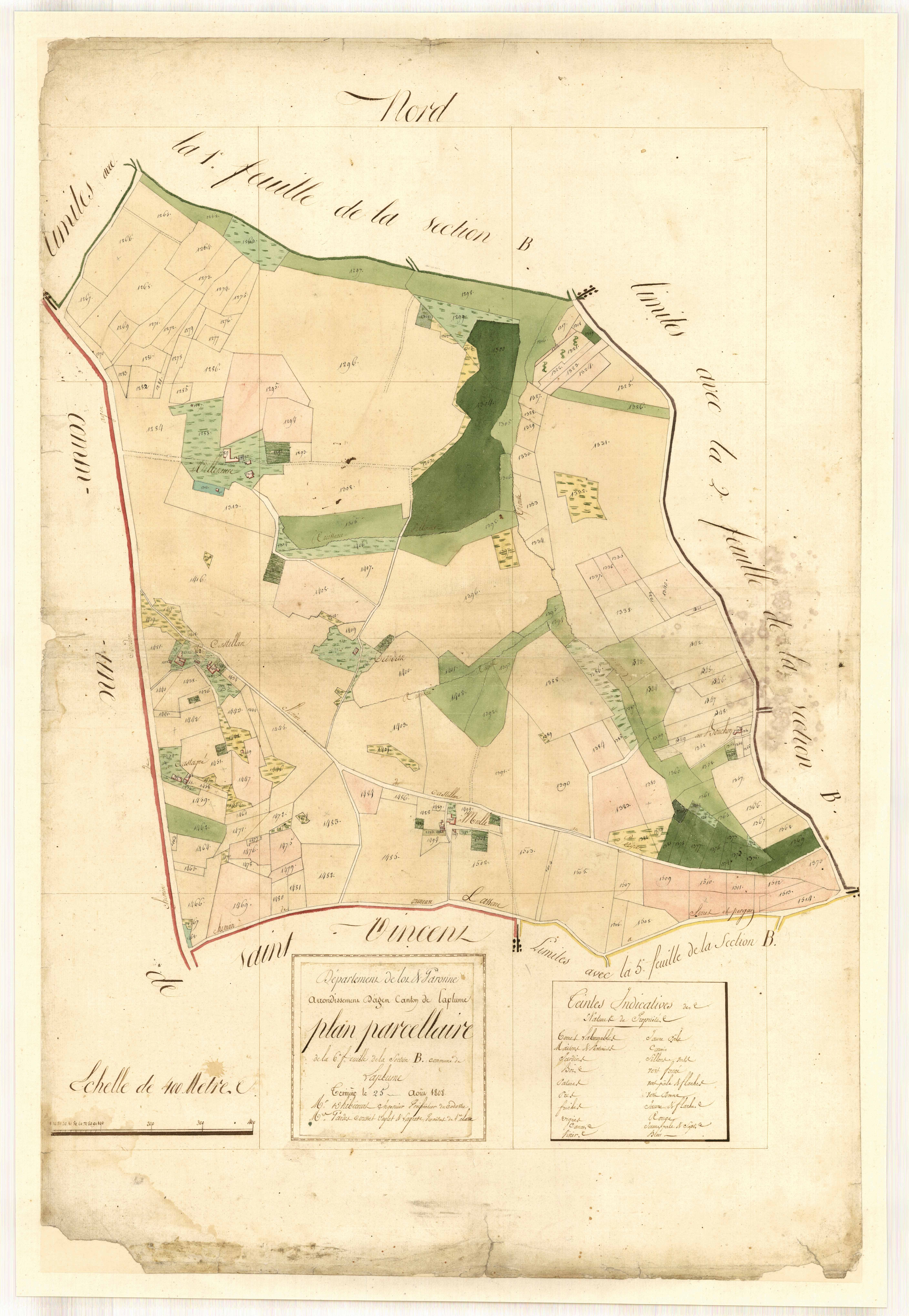Plan primitif, feuille-B6, Laplume