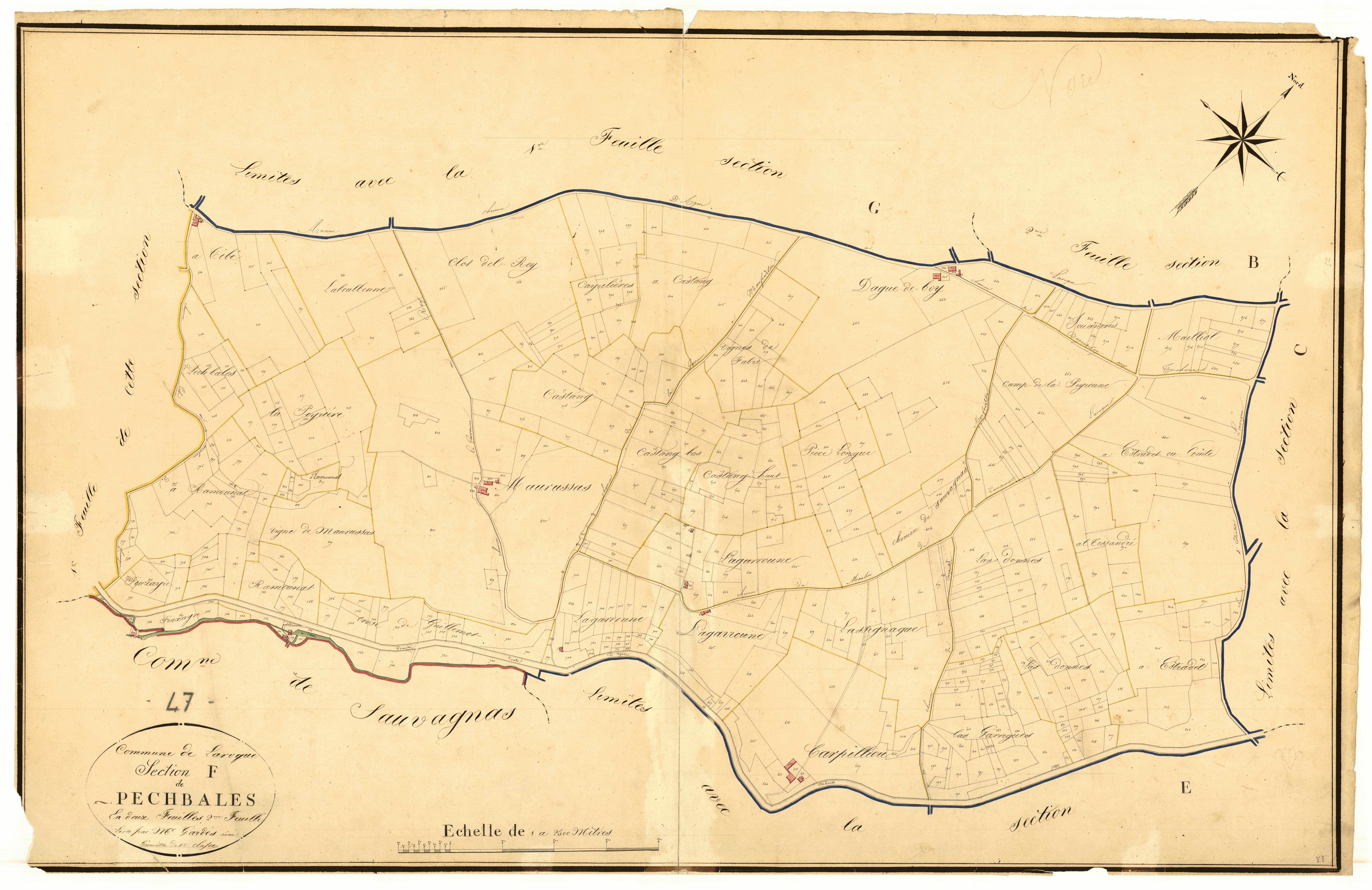 Plan napoléonien, atlas-F2 Pechbales, Laroque-Timbaut