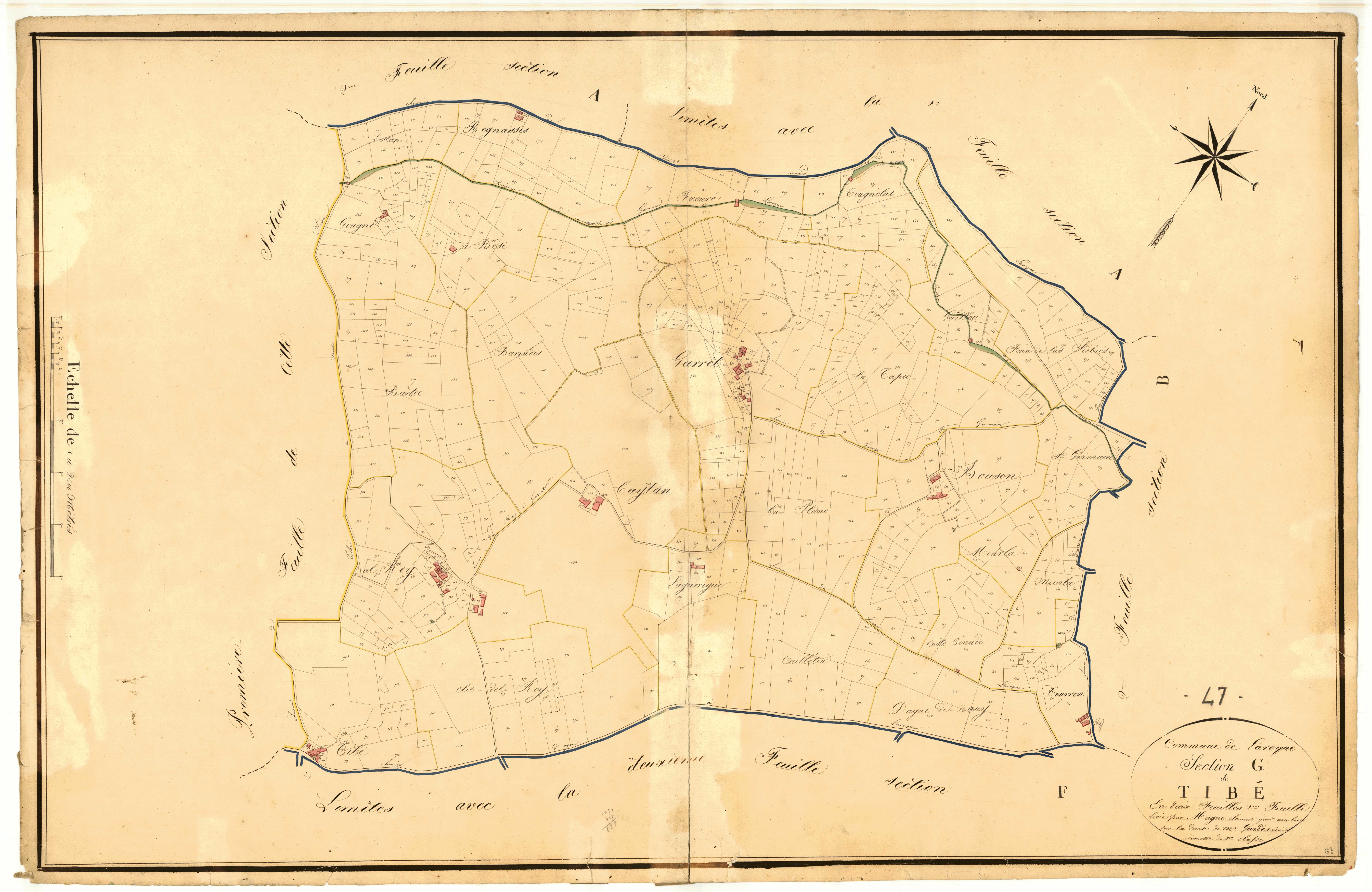 Plan napoléonien, atlas-G2 Tibé, Laroque-Timbaut
