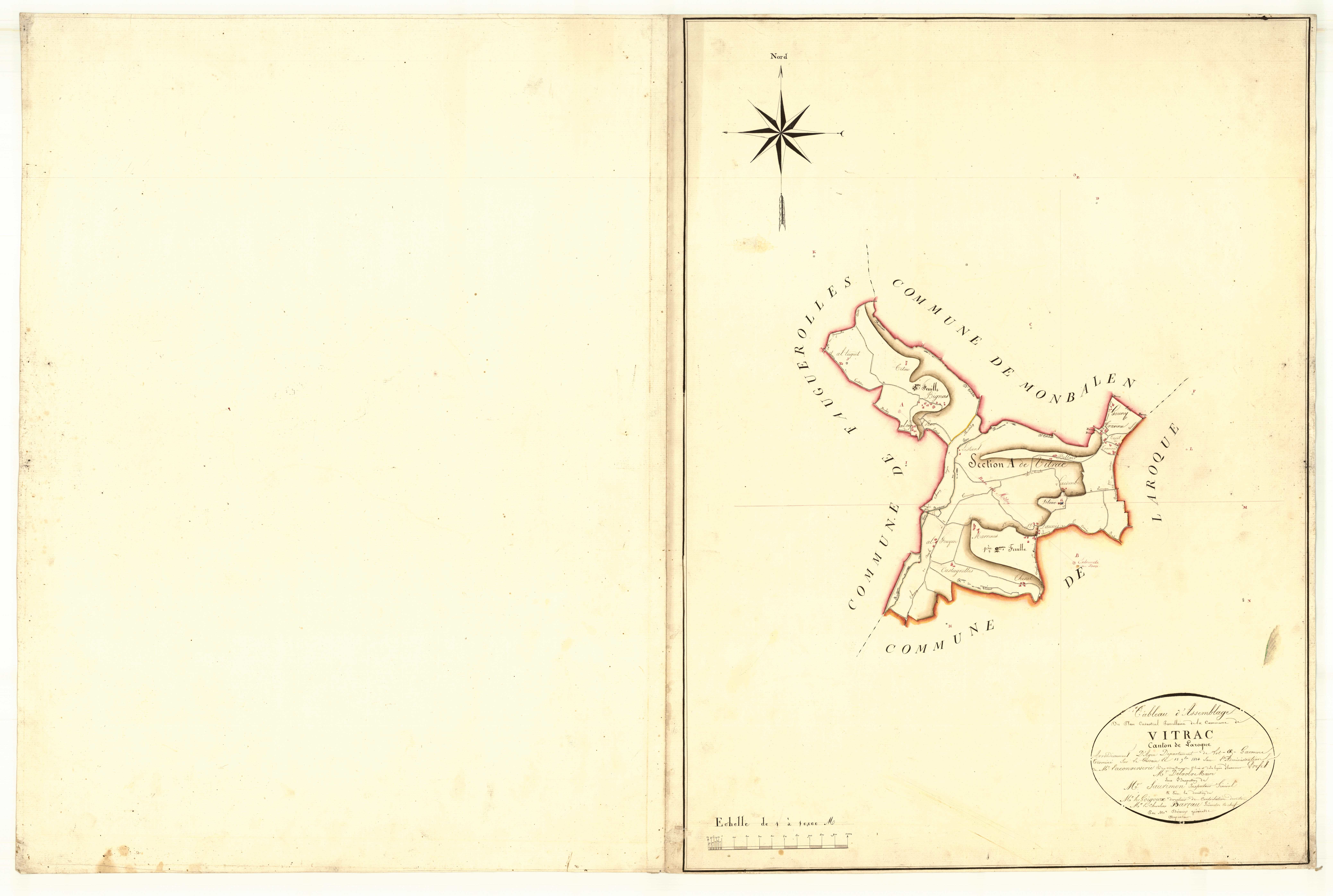 Plan napoléonien, atlas-TA, Vitrac (section H Laroque-Timbaut)