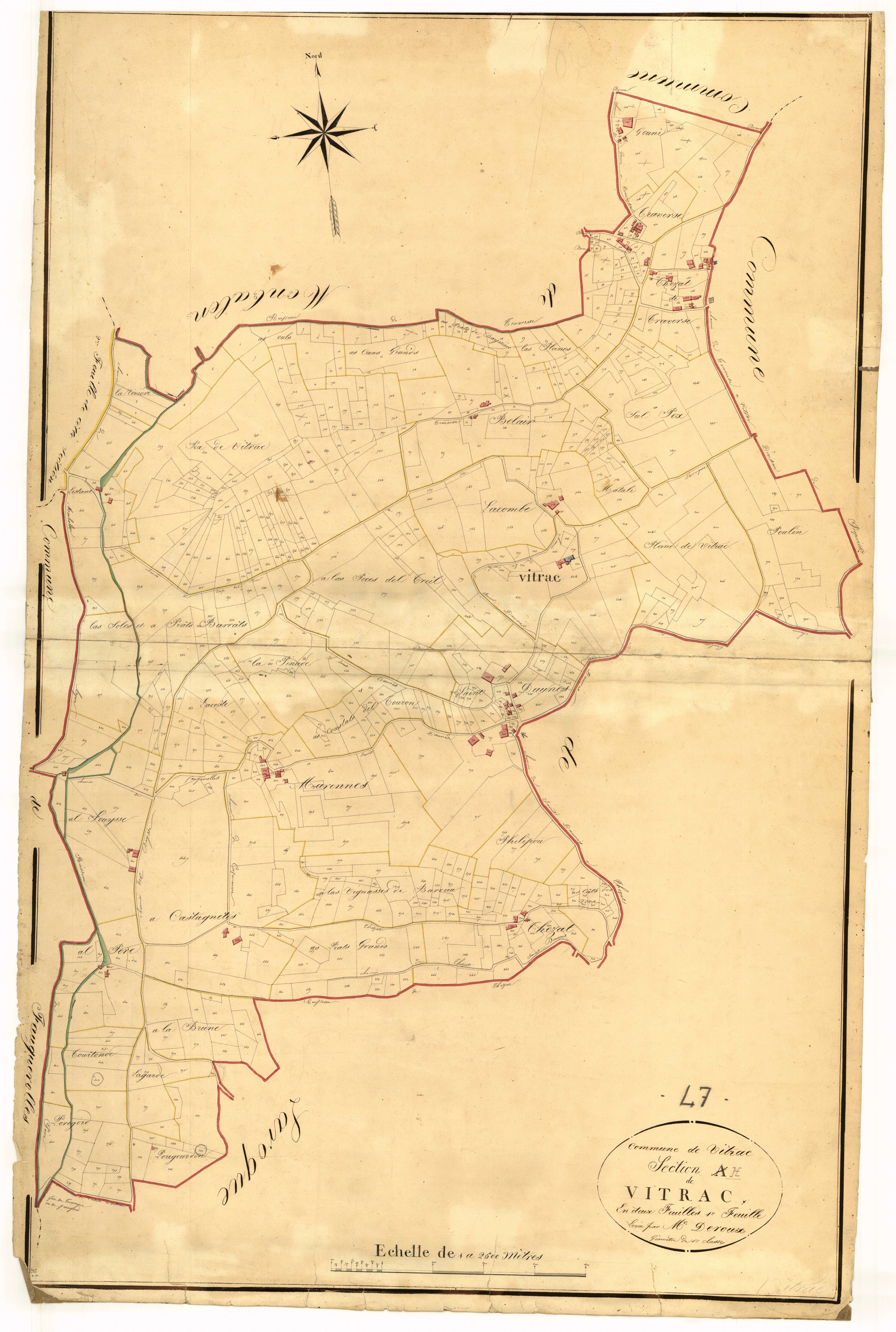 Plan napoléonien, atlas-A1 Vitrac, Vitrac (section H1 Laroque-Timbaut)