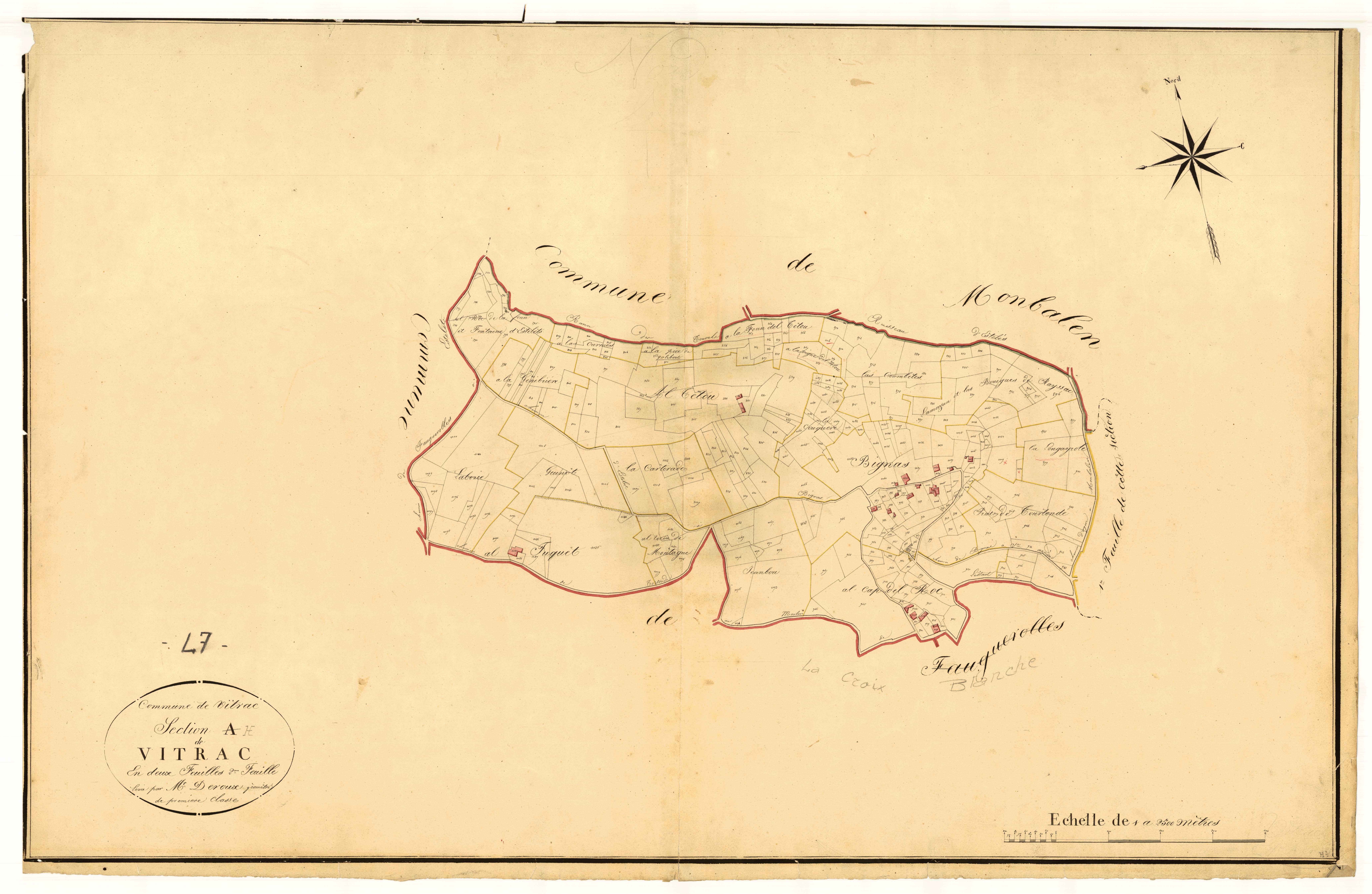 Plan napoléonien, atlas-A2 Vitrac, Vitrac (section H2 Laroque-Timbaut)