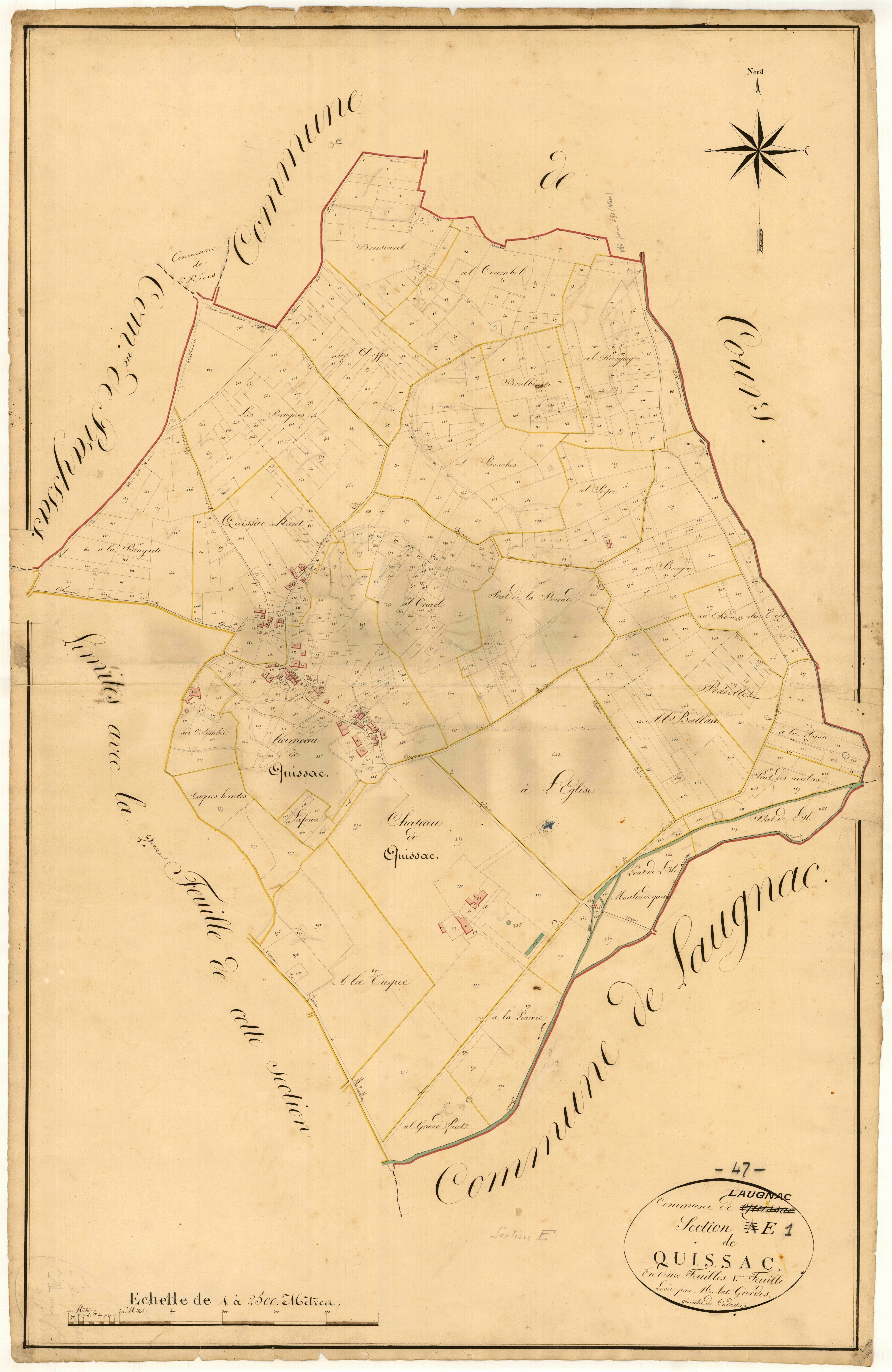 Plan napoléonien, atlas-E1 Quissac, Laugnac