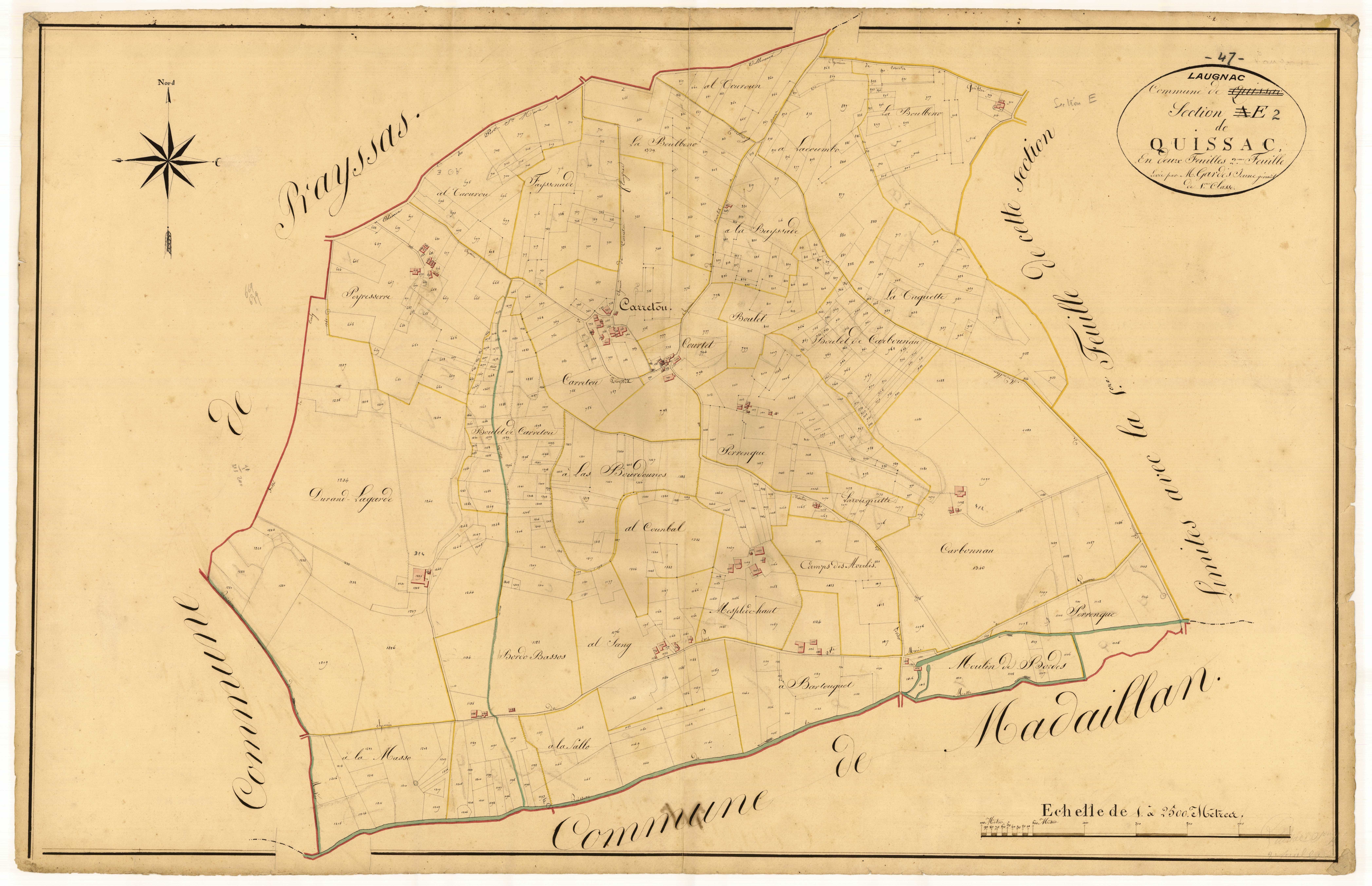 Plan napoléonien, atlas-E2 Quissac, Laugnac