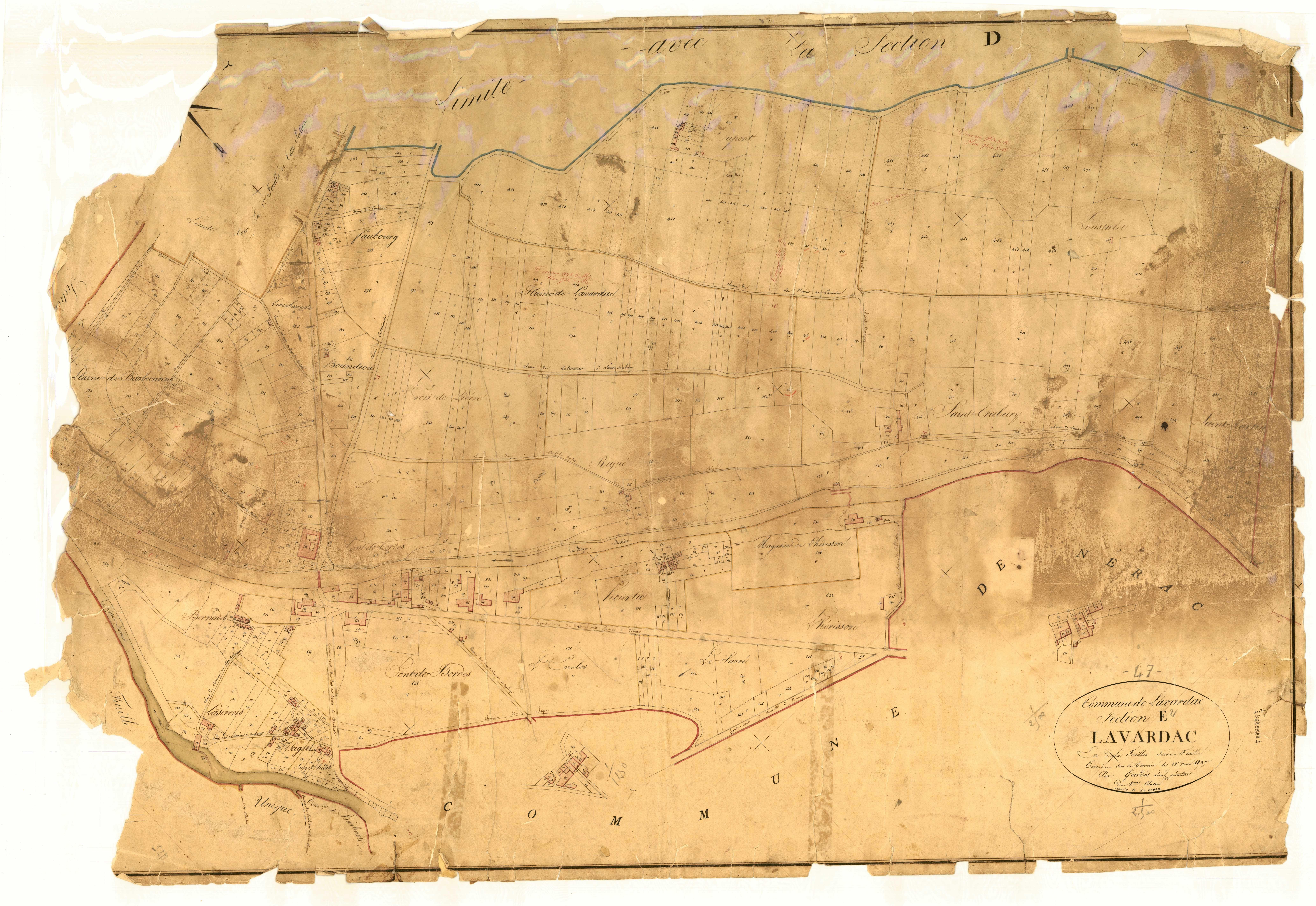 Plan napoléonien, feuille préparatoire-E2 Lavardac, Lavardac