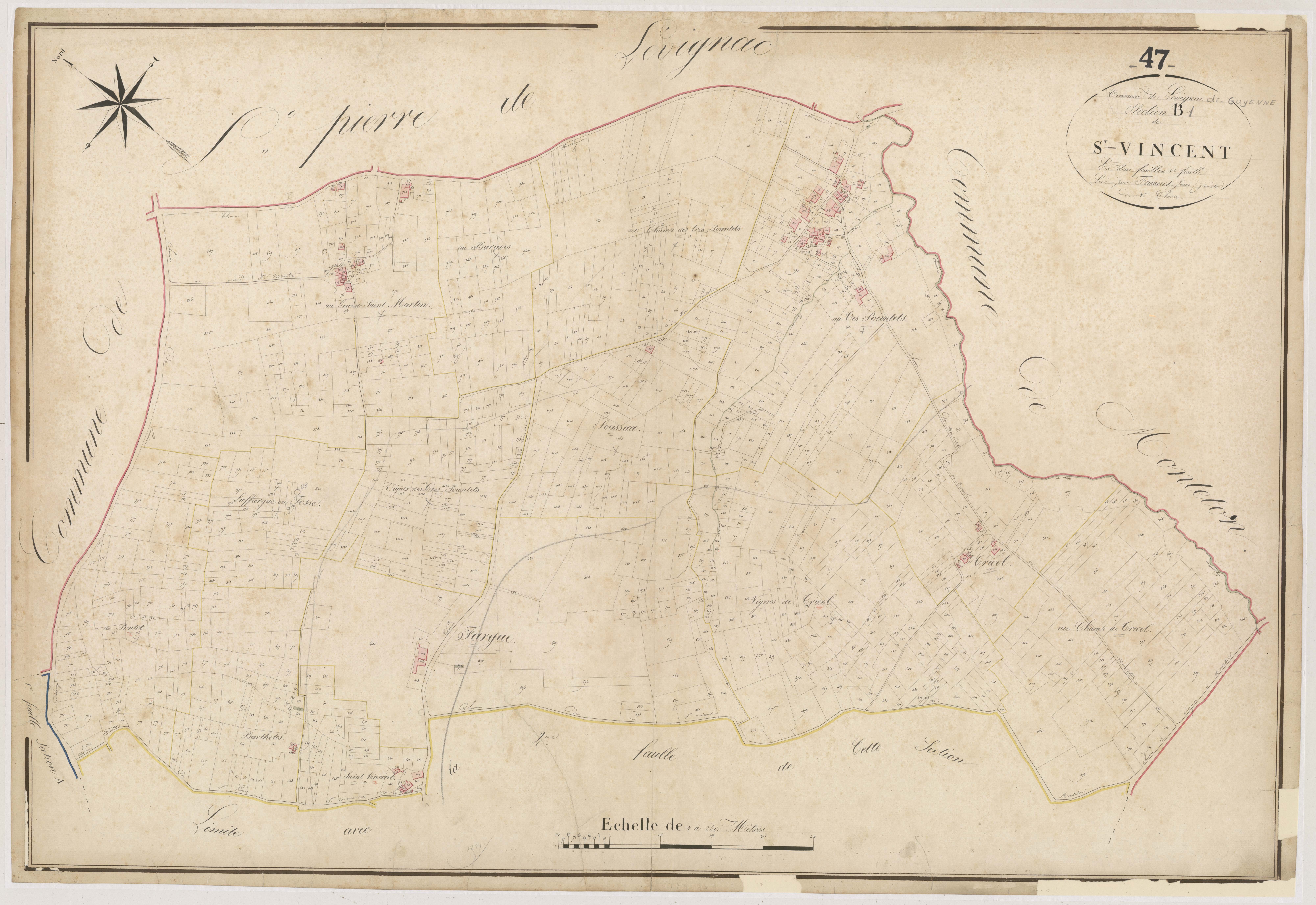 Plan napoléonien, atlas-B1 Saint-Vincent, Lévignac-de-Guyenne