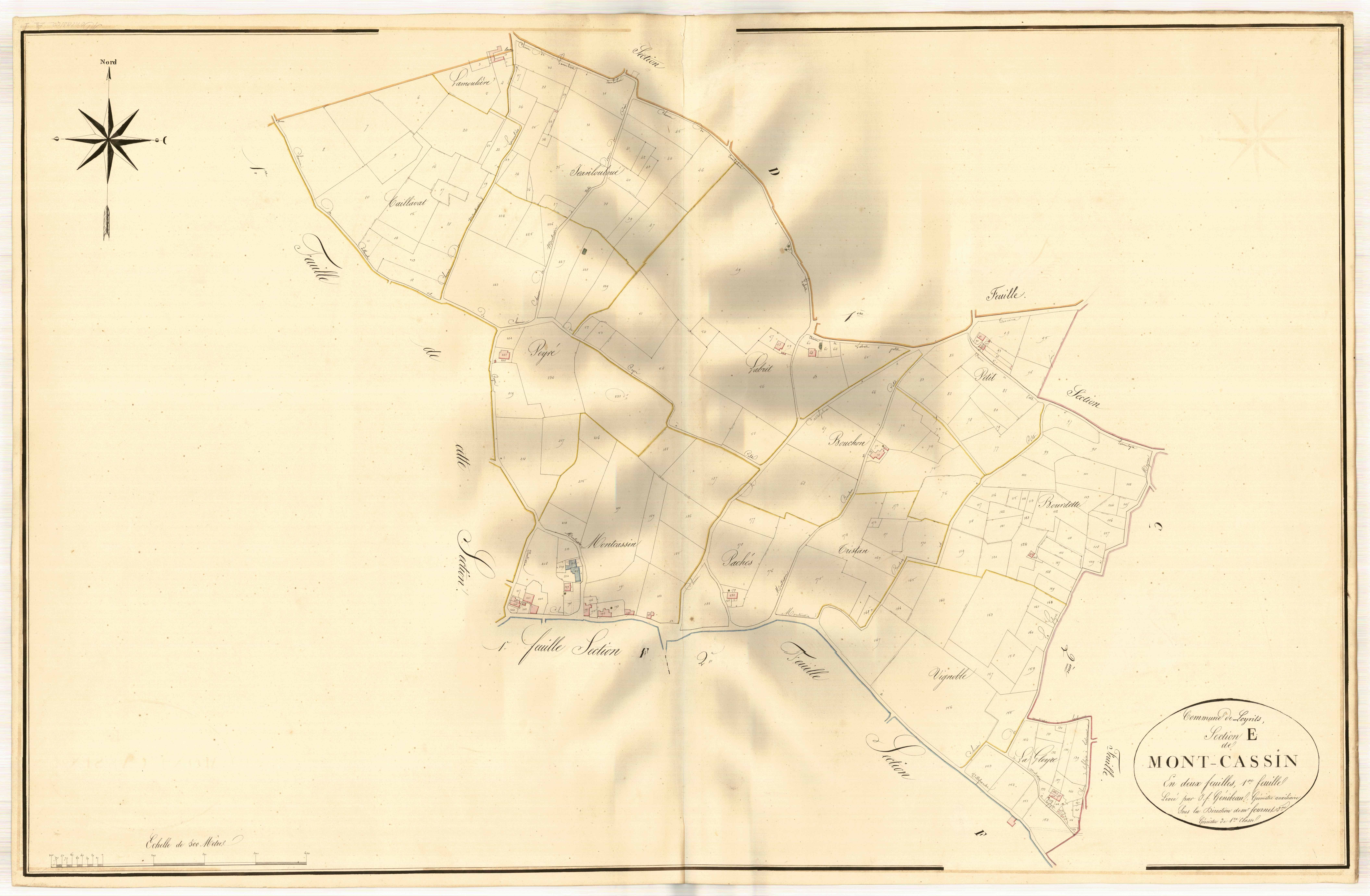 Plan napoléonien, atlas-E1 Mont-Cassin, Leyritz-Moncassin