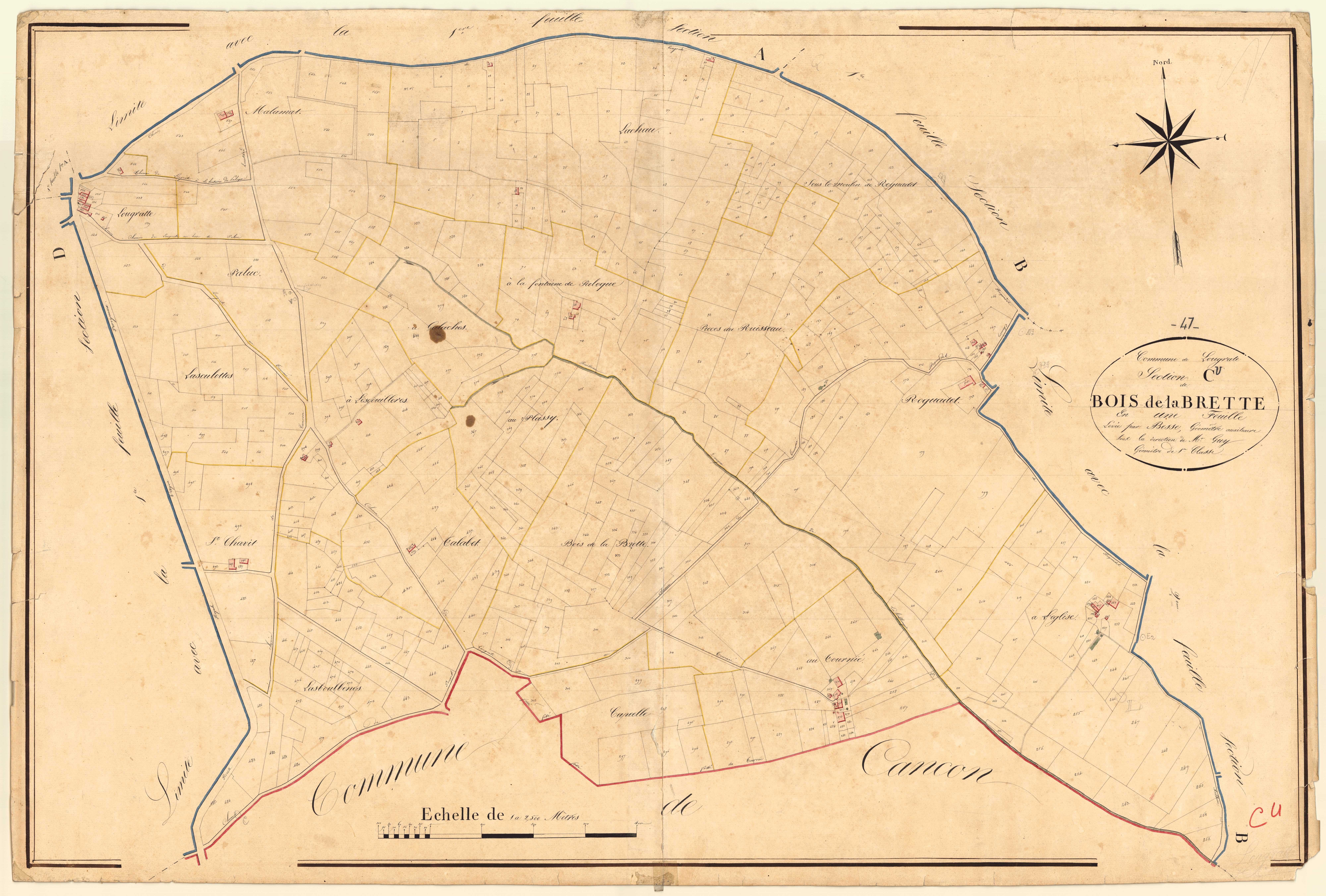 Plan napoléonien, atlas-C Bois de la Brette, Lougratte