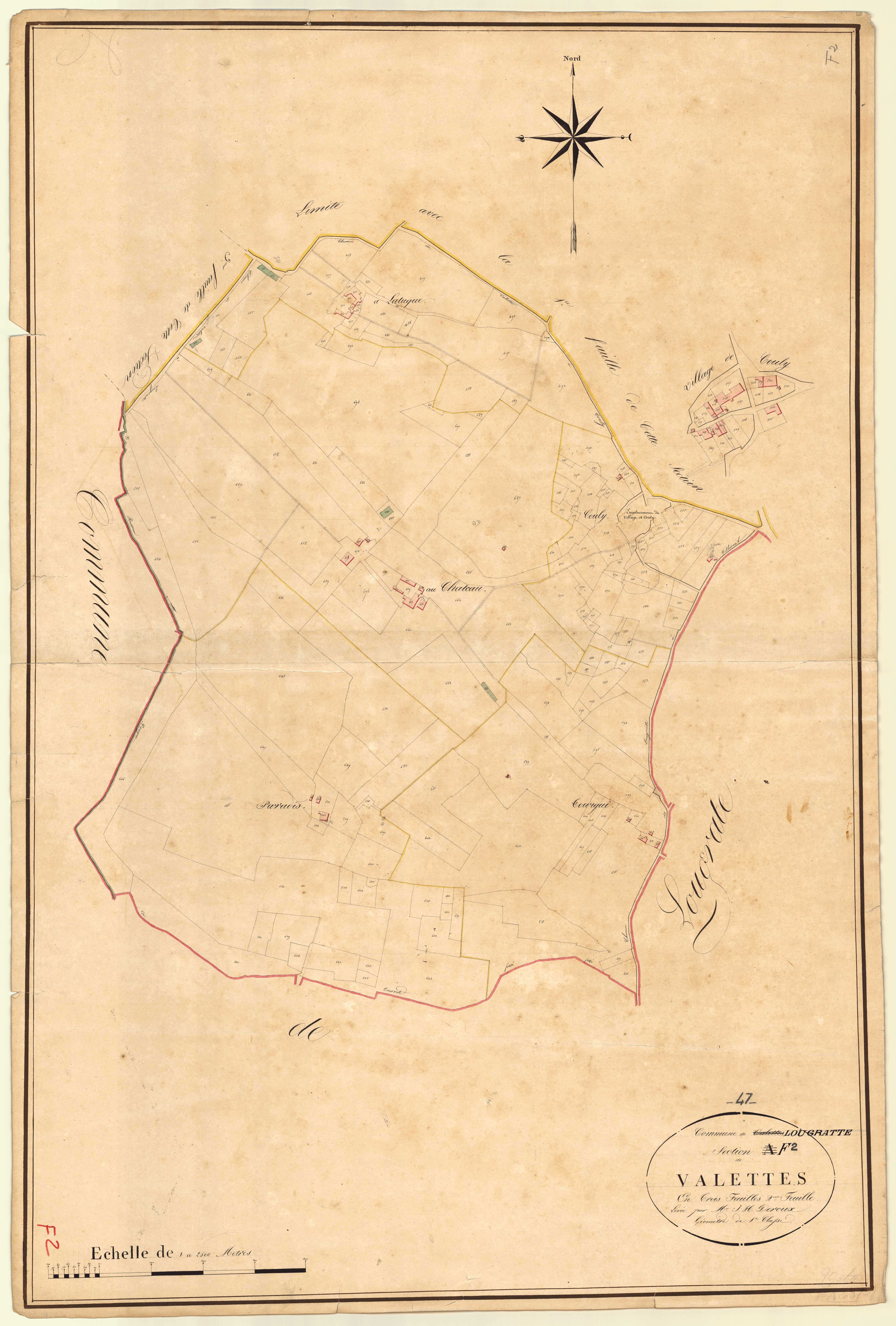 Plan napoléonien, atlas-A2 Valettes, Valettes (voir Lougratte)