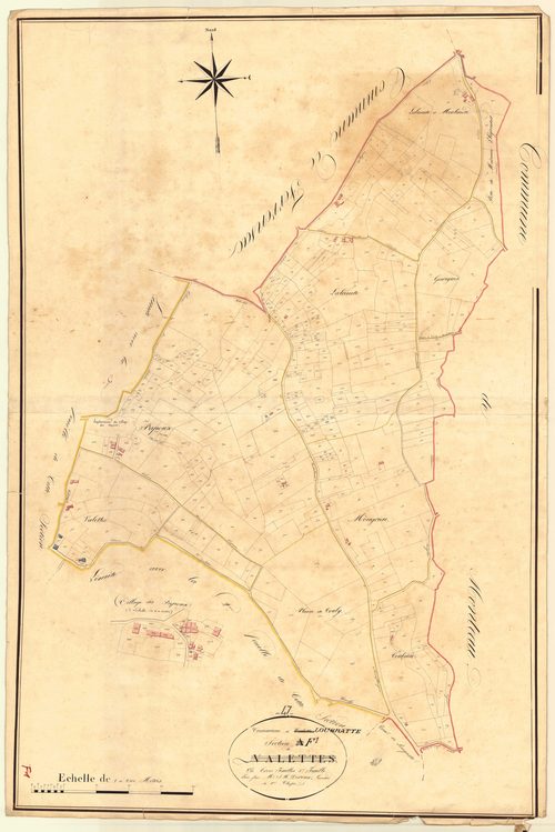 Plan napoléonien, atlas-A1 Valettes, Valettes (voir Lougratte)