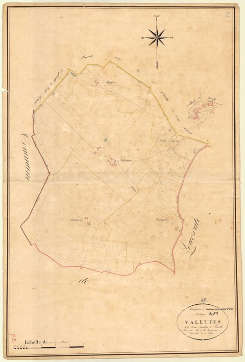 Plan napoléonien, atlas-A2 Valettes, Valettes (voir Lougratte)