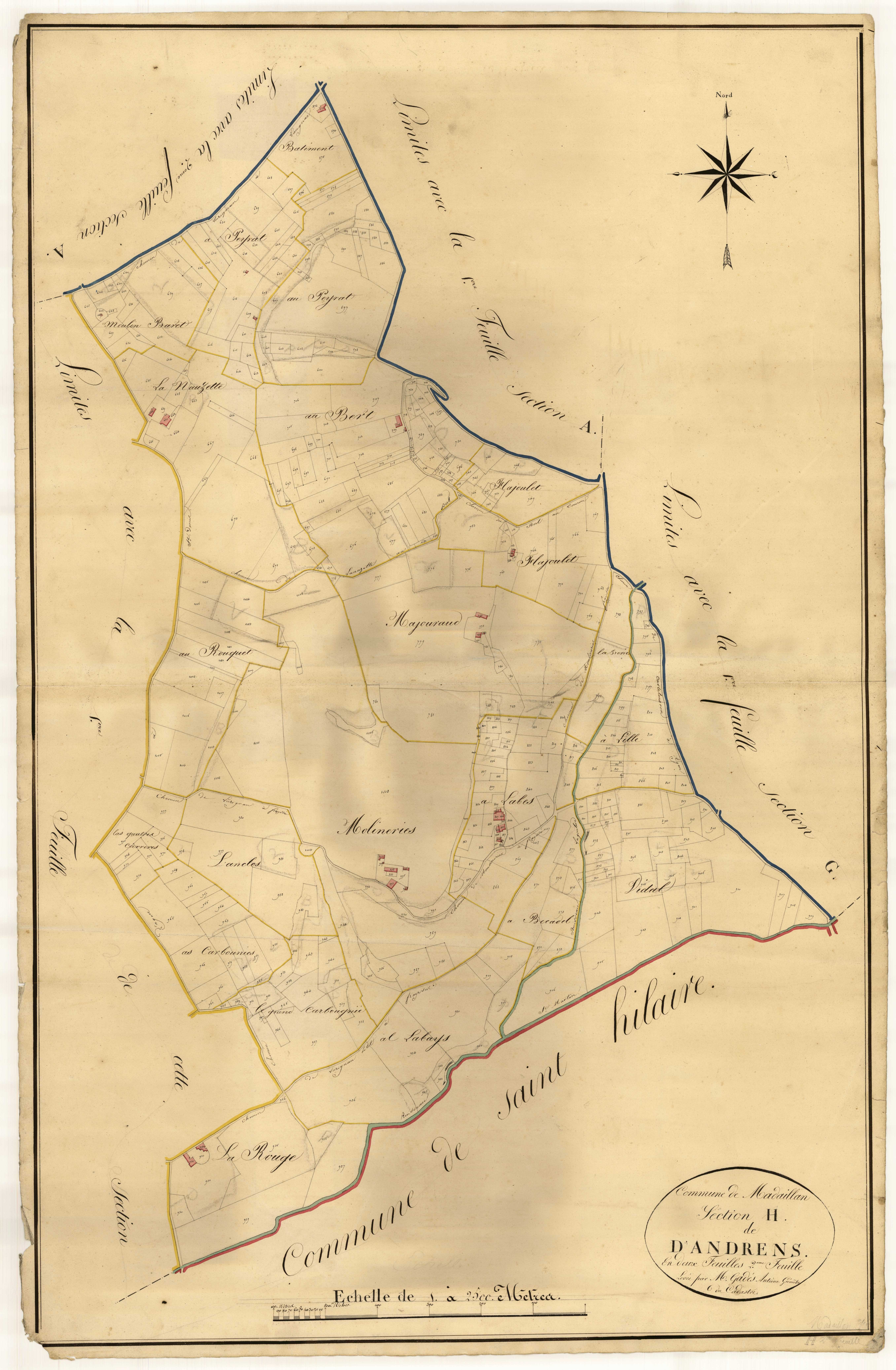 Plan napoléonien, atlas-H2 D’Andrens, Madaillan