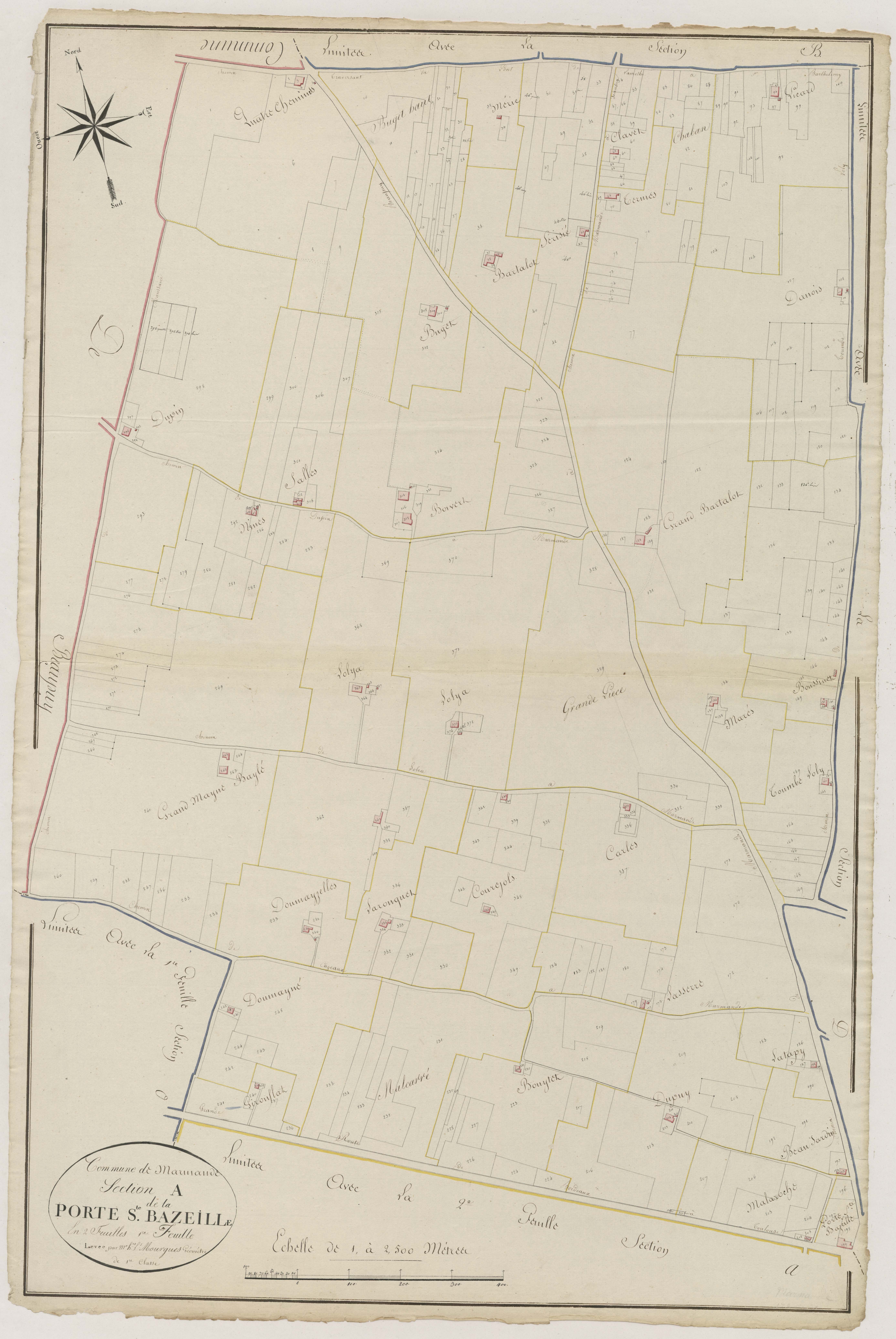 Plan primitif, atlas-A1 La Porte-Sainte-Bazeille, Marmande