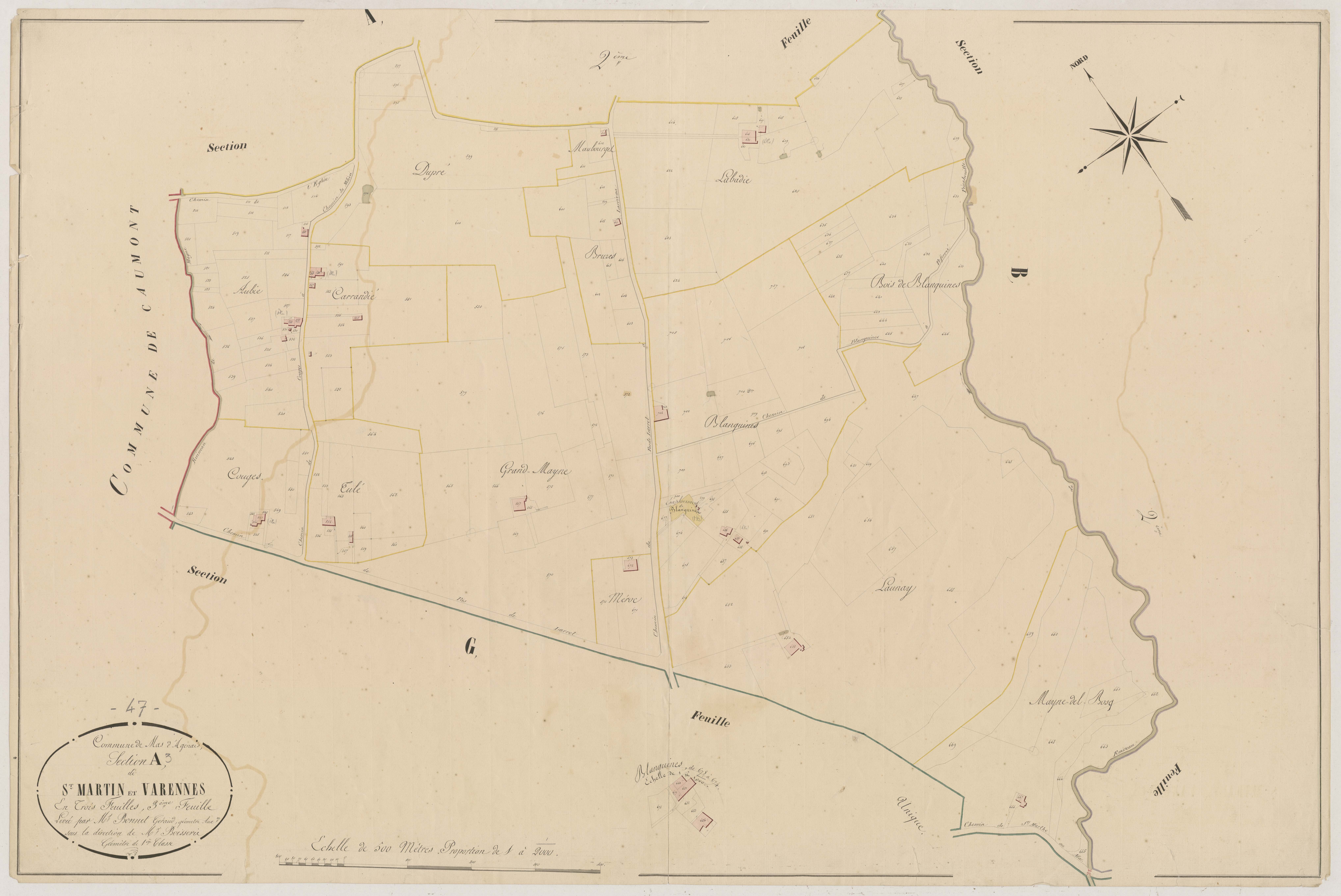 Plan napoléonien, atlas-A3 Saint-Martin et Varennes, Mas-d’Agenais (Le)