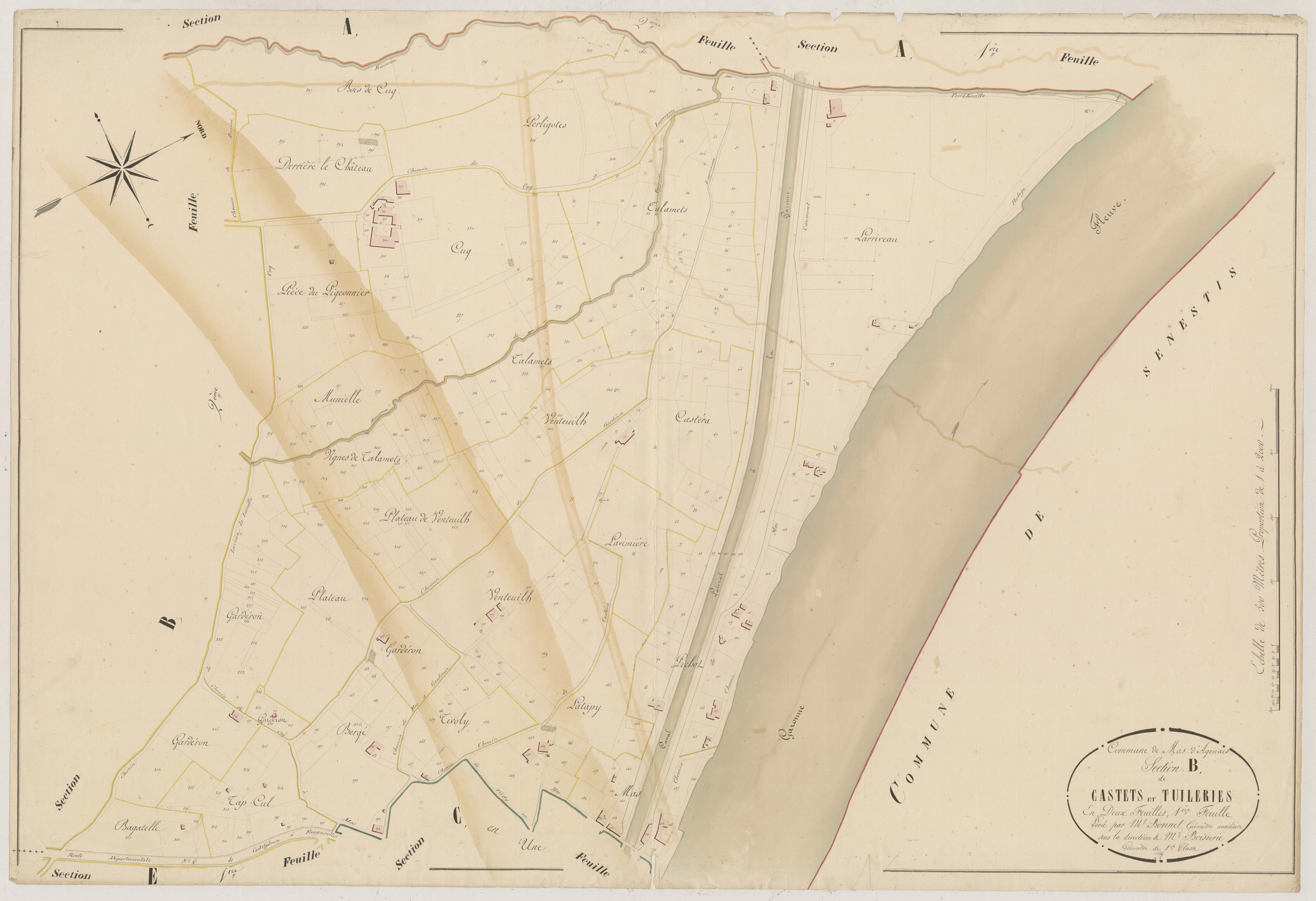 Plan napoléonien, atlas-B1 Castets et Tuileries, Mas-d’Agenais (Le)
