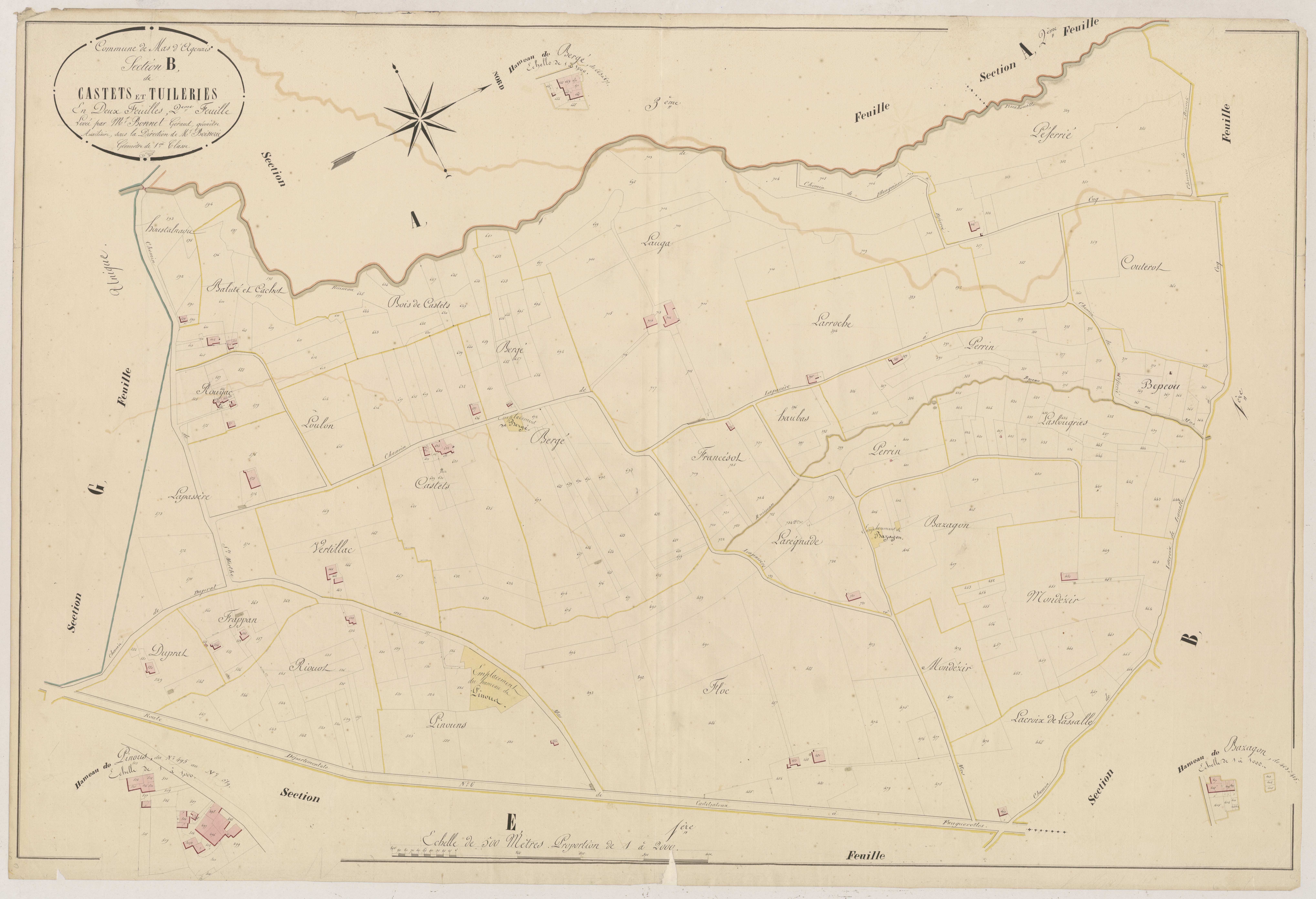 Plan napoléonien, atlas-B2 Castets et Tuileries, Mas-d’Agenais (Le)