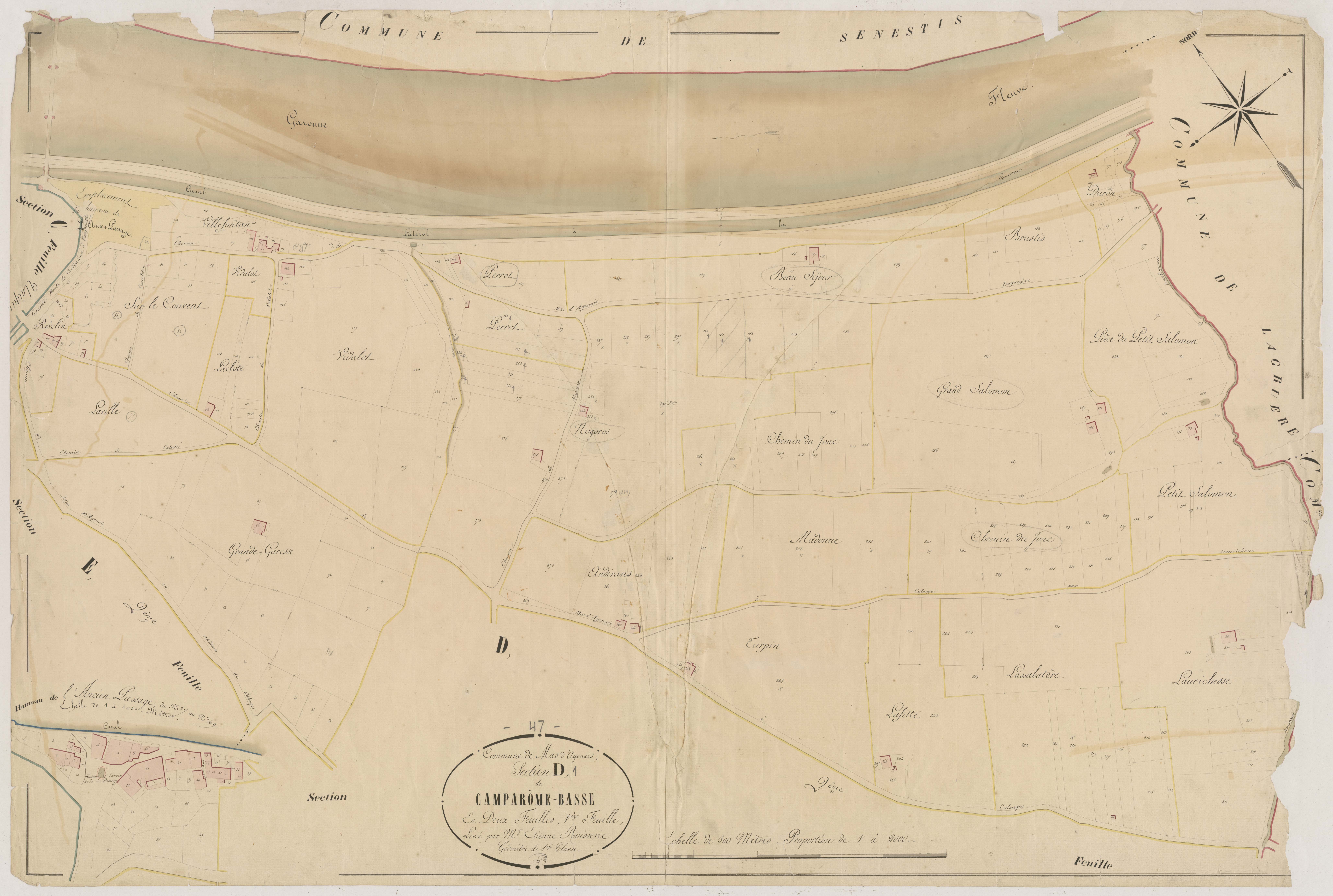 Plan napoléonien, atlas-D1 Camparôme-Basse, Mas-d’Agenais (Le)