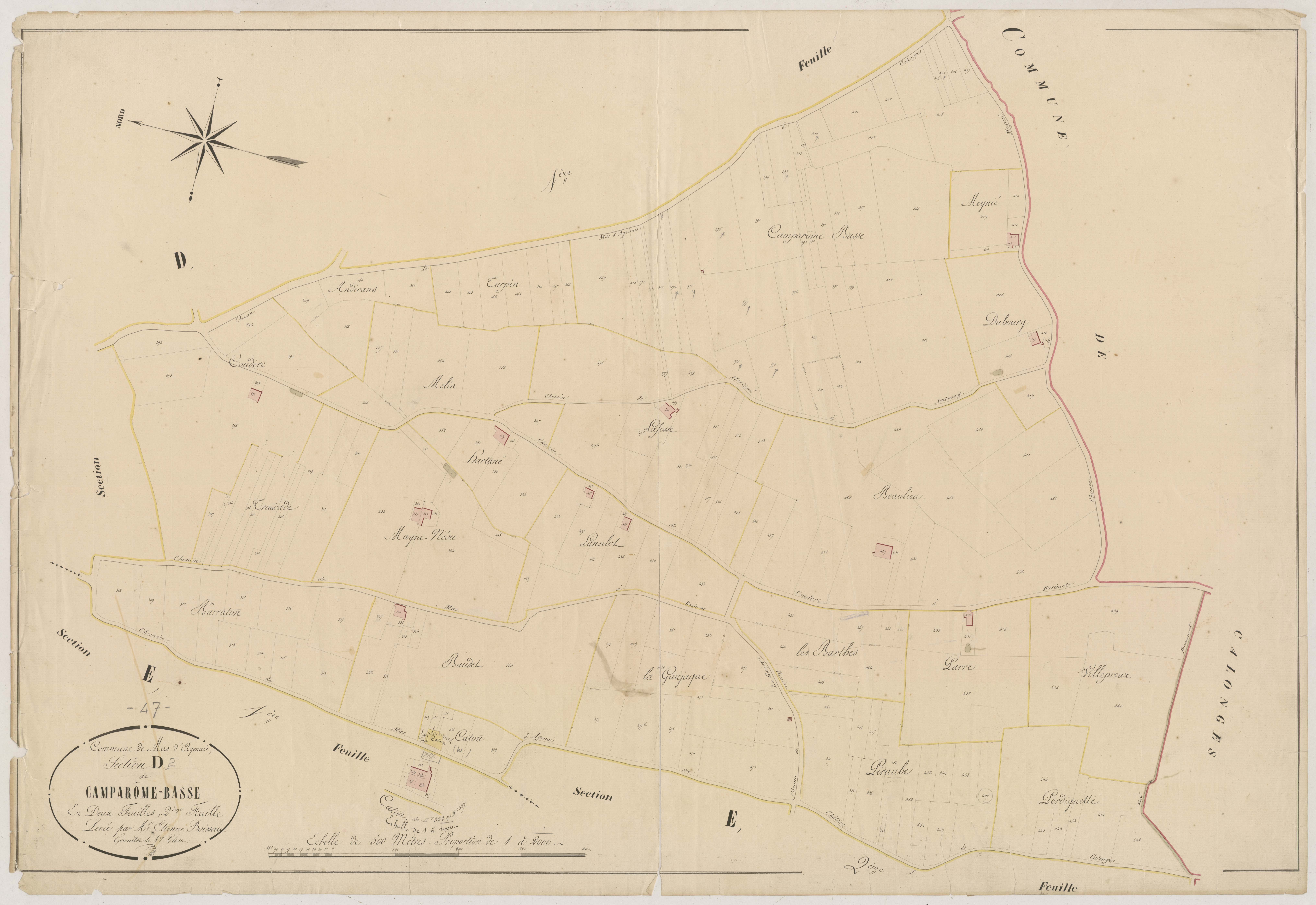 Plan napoléonien, atlas-D2 Camparôme-Basse, Mas-d’Agenais (Le)
