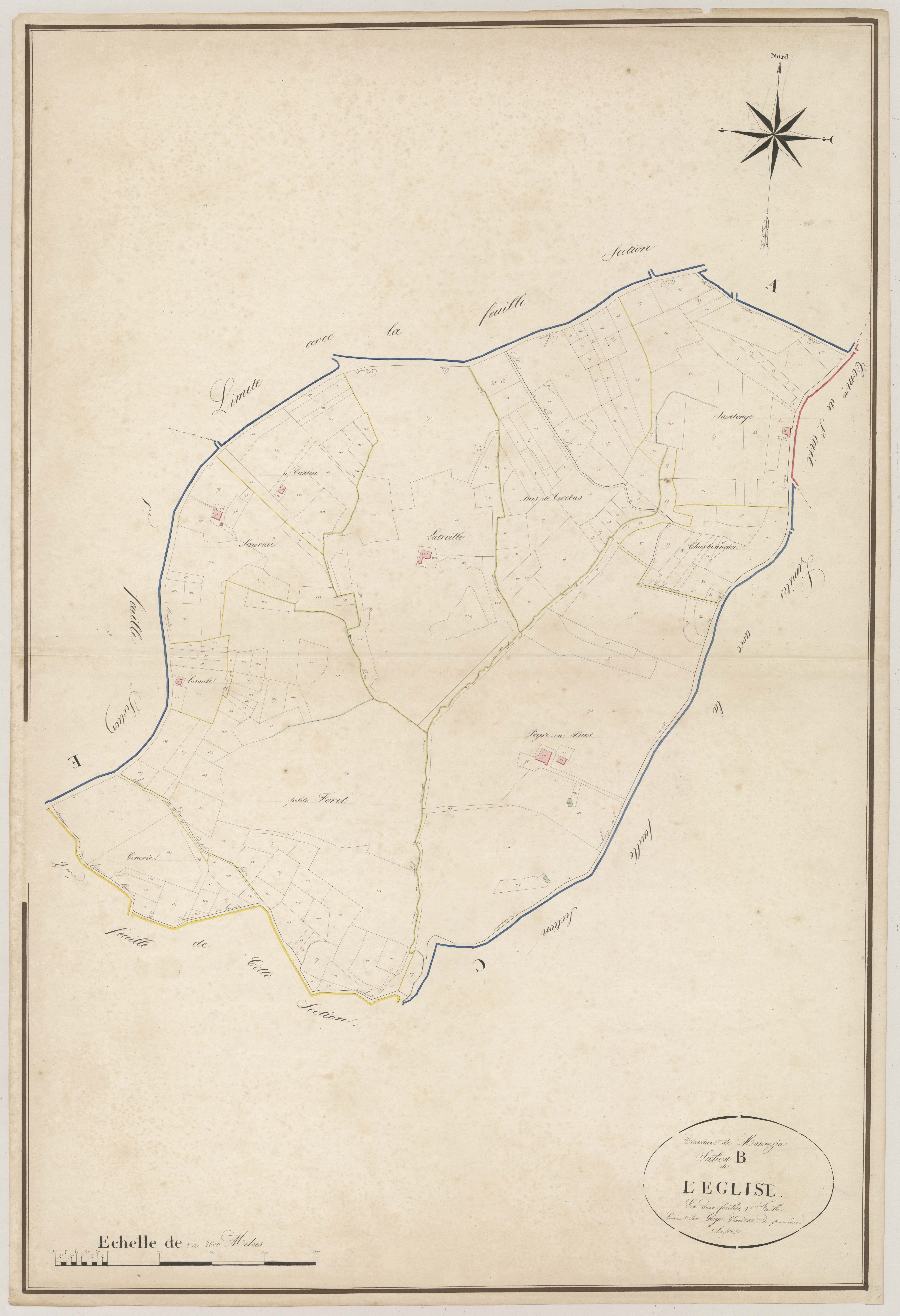 Plan napoléonien, atlas-B1 L’Eglise, Mauvezin-sur-Gupie