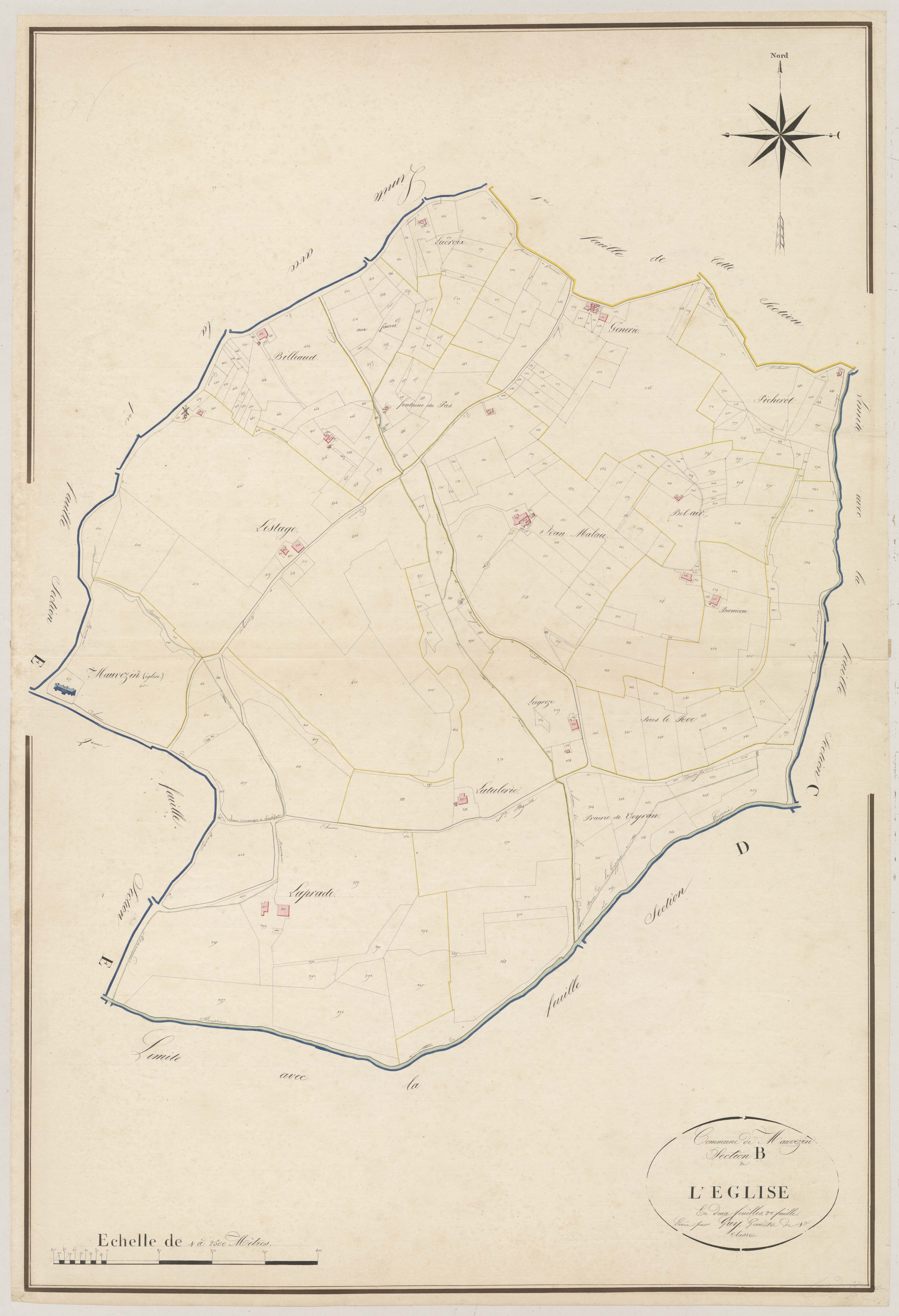 Plan napoléonien, atlas-B2 L’Eglise, Mauvezin-sur-Gupie