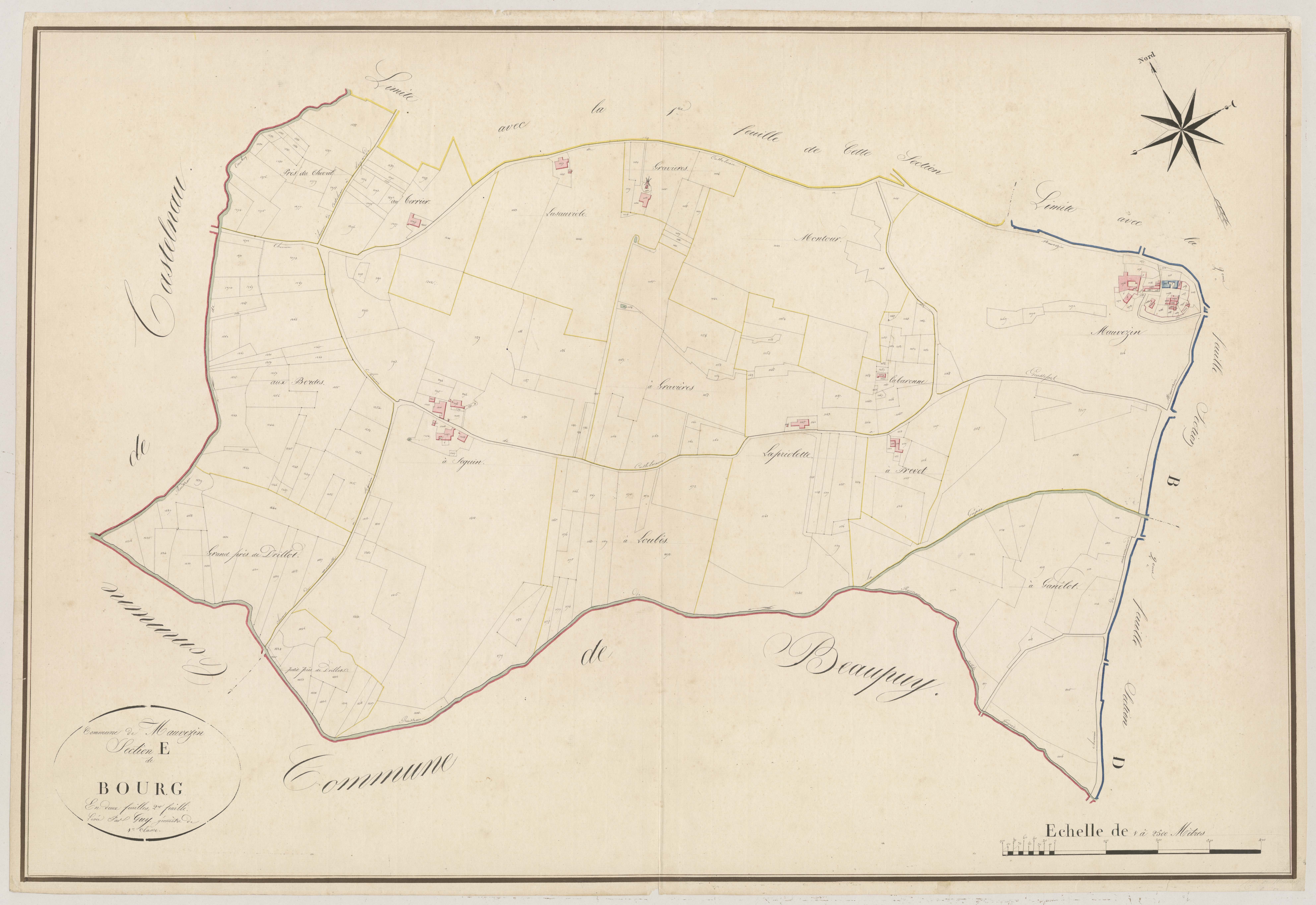 Plan napoléonien, atlas-E2 Le Bourg, Mauvezin-sur-Gupie