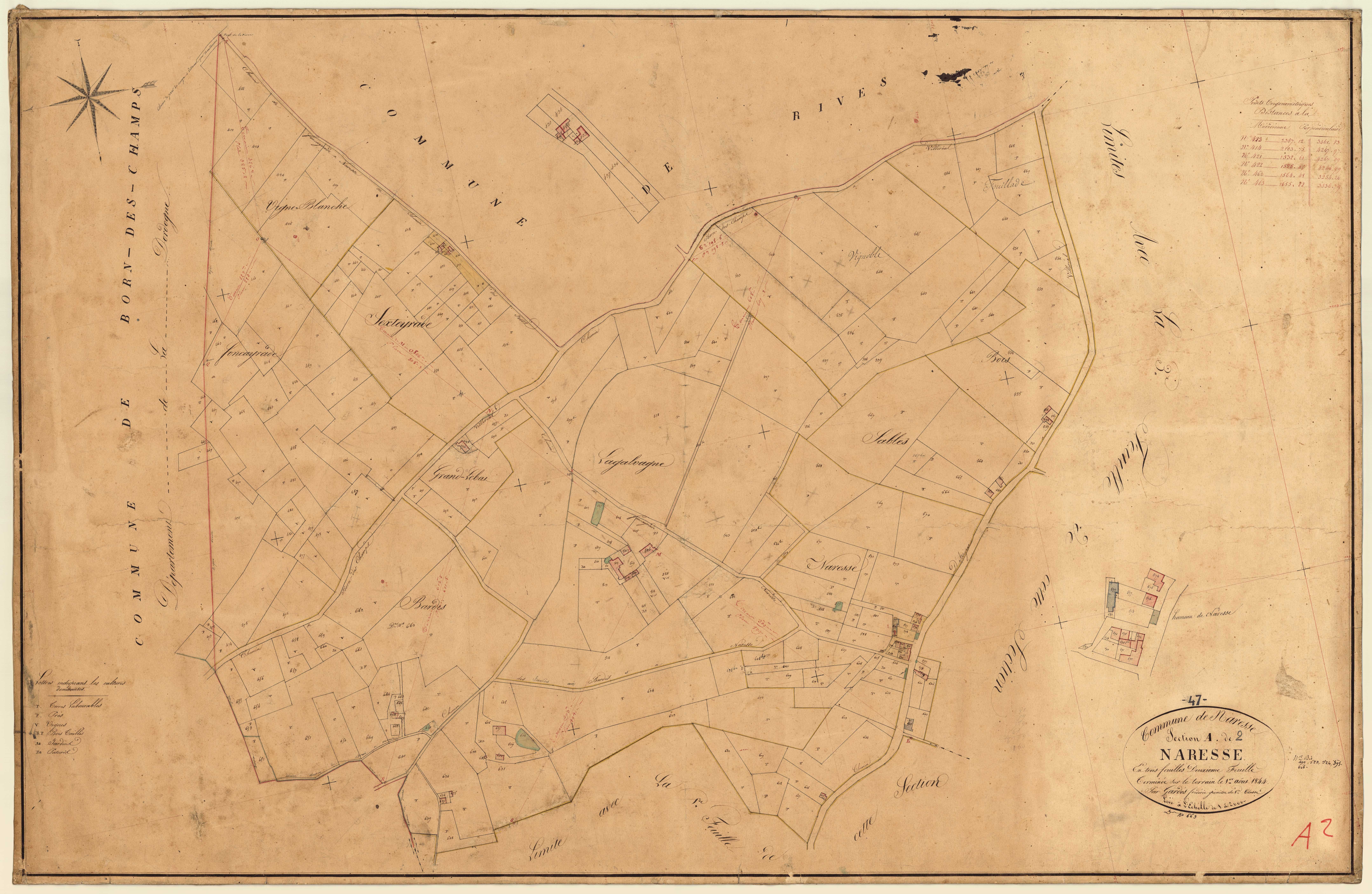 Plan napoléonien, feuille préparatoire-A2 Naresse, Mazières-Naresse