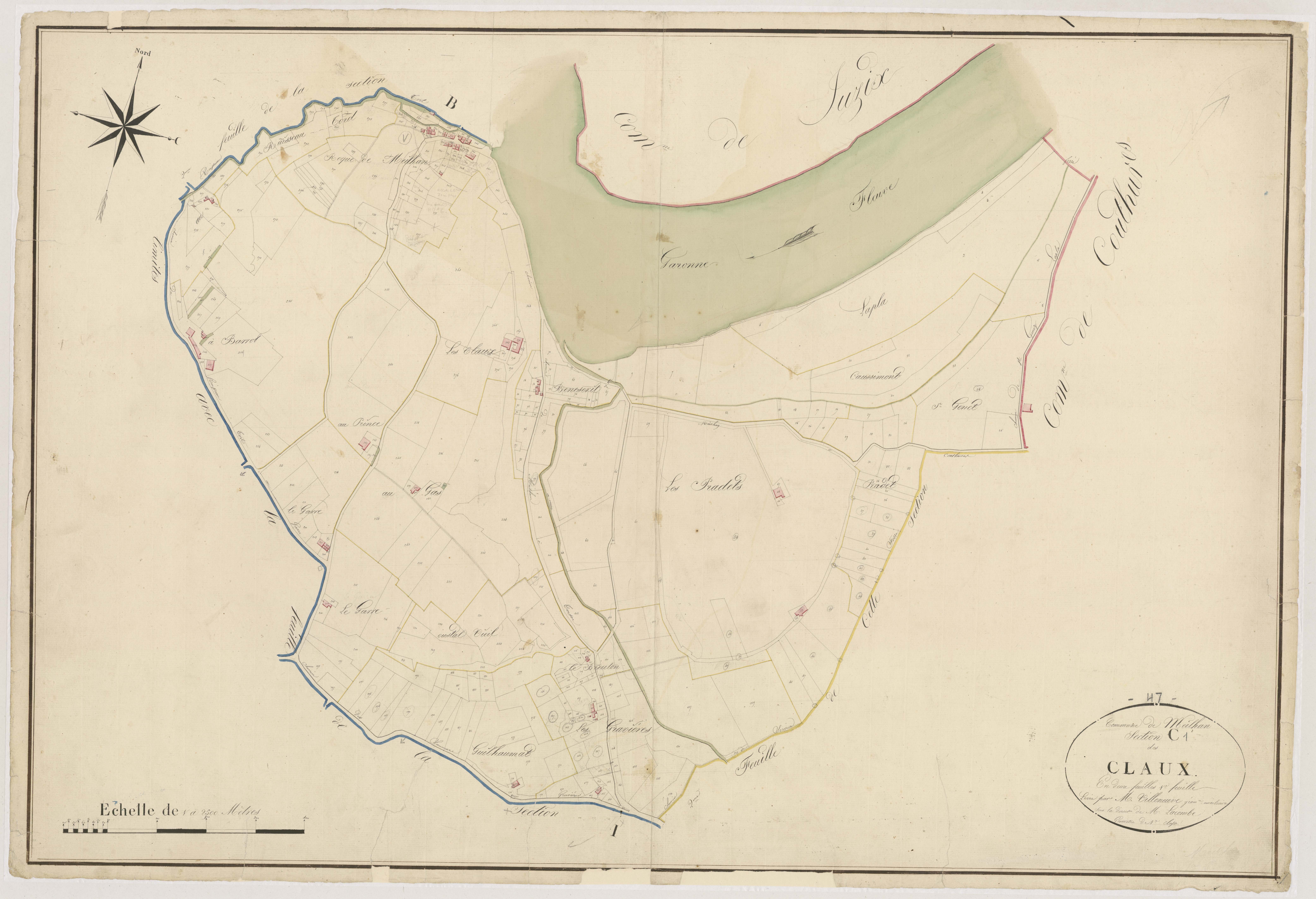 Plan napoléonien, atlas-C1 Les Claux, Meilhan-sur-Garonne