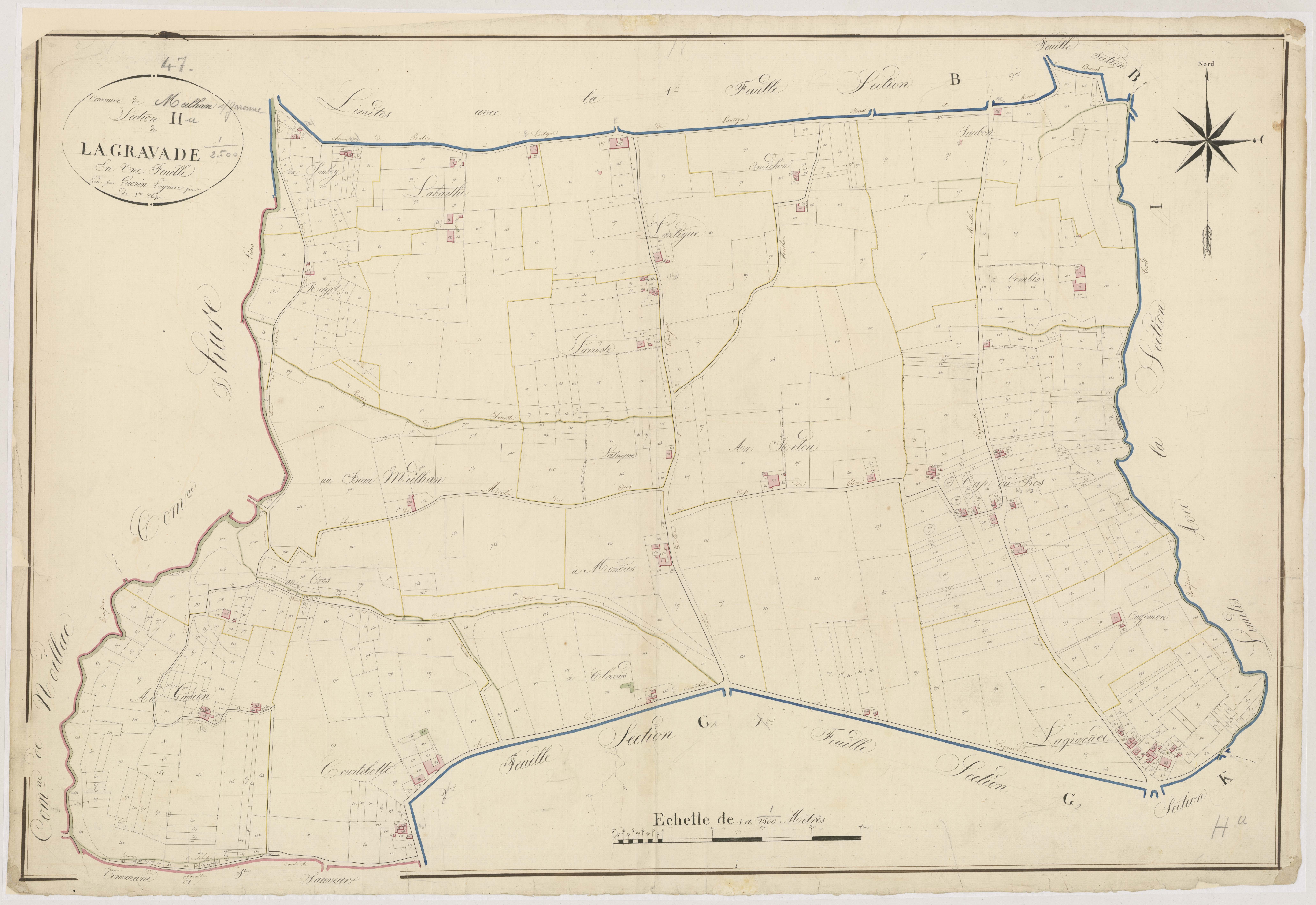 Plan napoléonien, atlas-H Lagravade, Meilhan-sur-Garonne