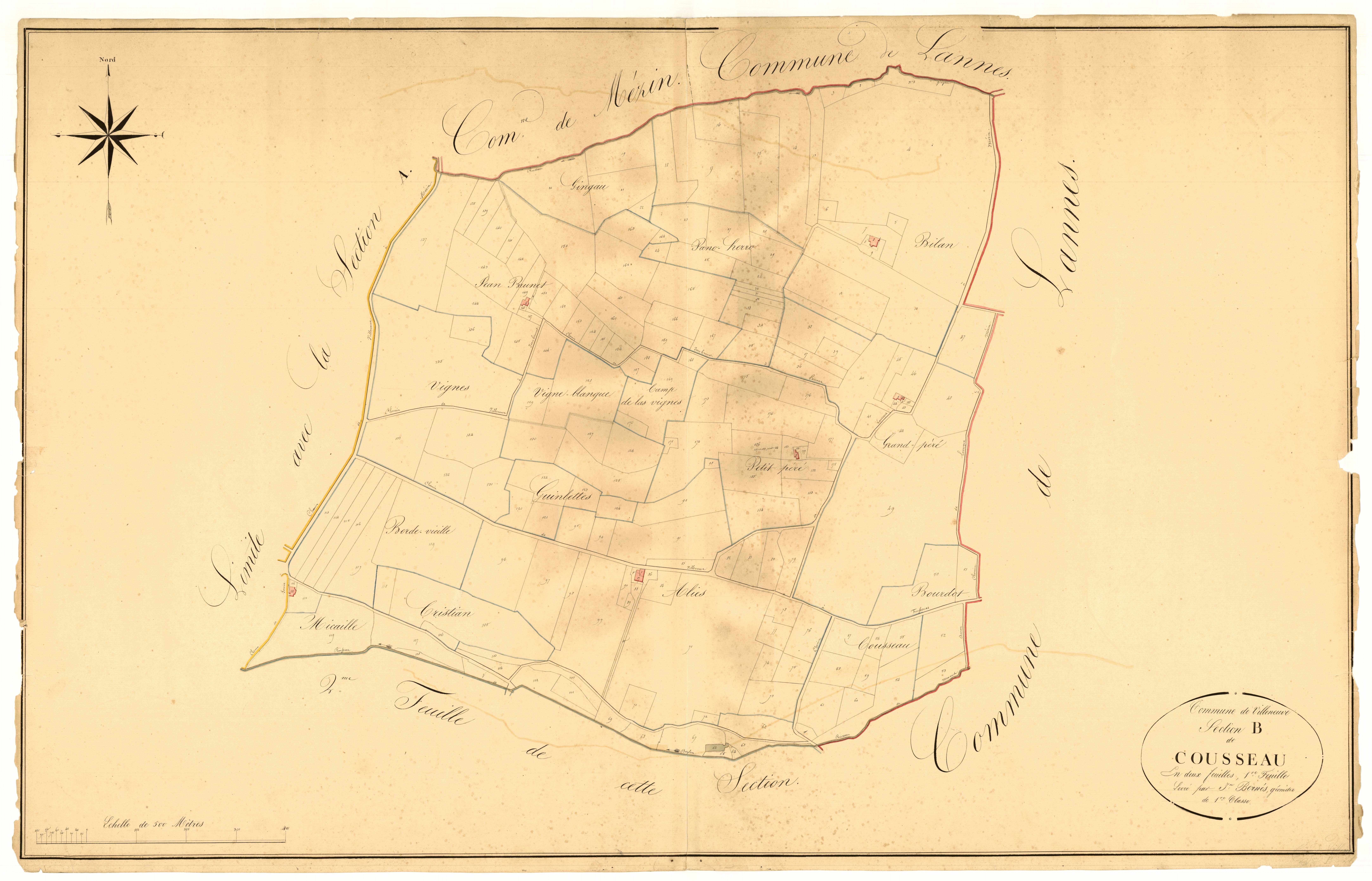 Plan napoléonien, atlas-B1 Cousseau, Villeneuve-de-Mézin
