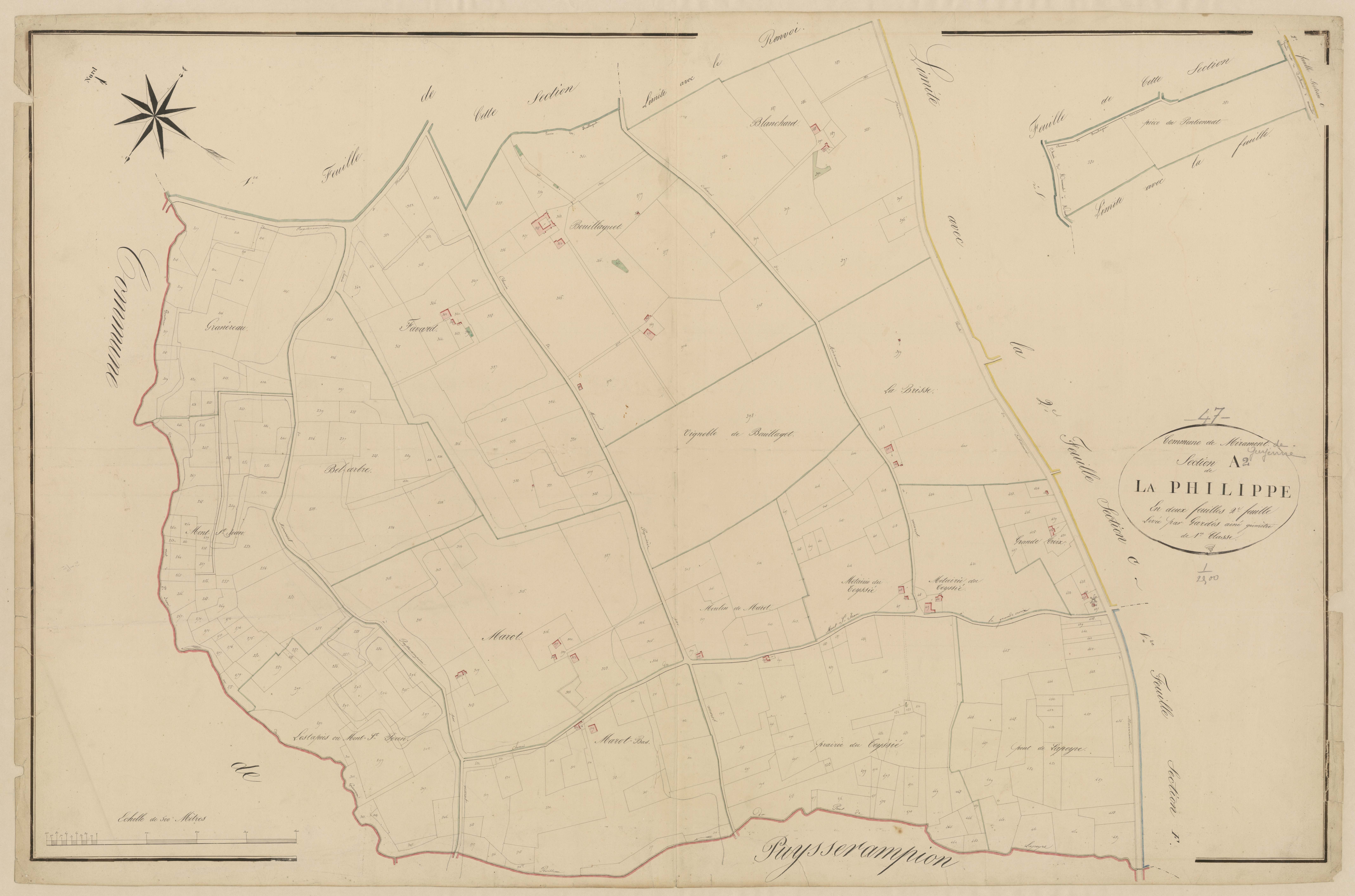Plan napoléonien, atlas-A2 La Philippe, Miramont-de-Guyenne