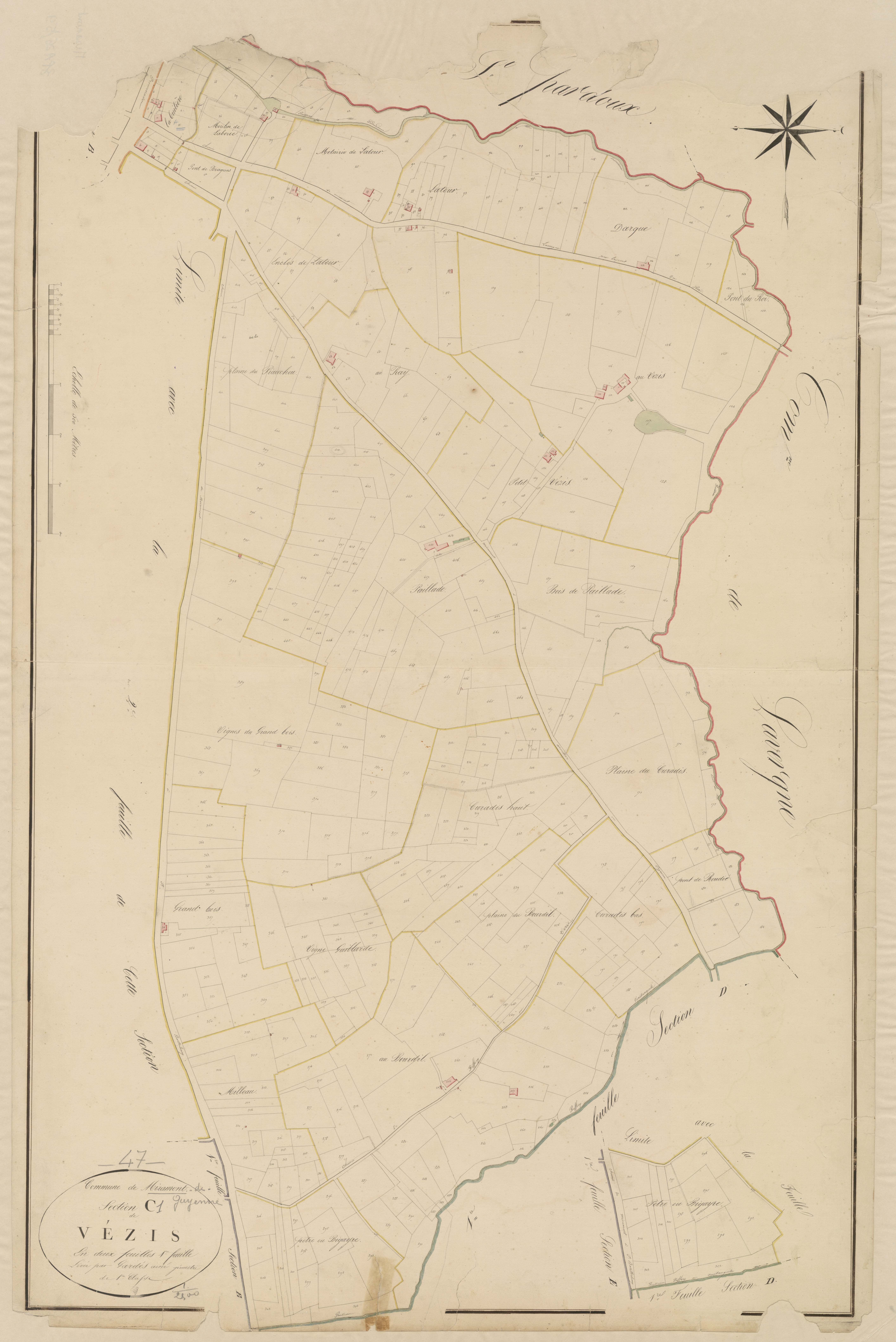 Plan napoléonien, atlas-C1 Vézis, Miramont-de-Guyenne