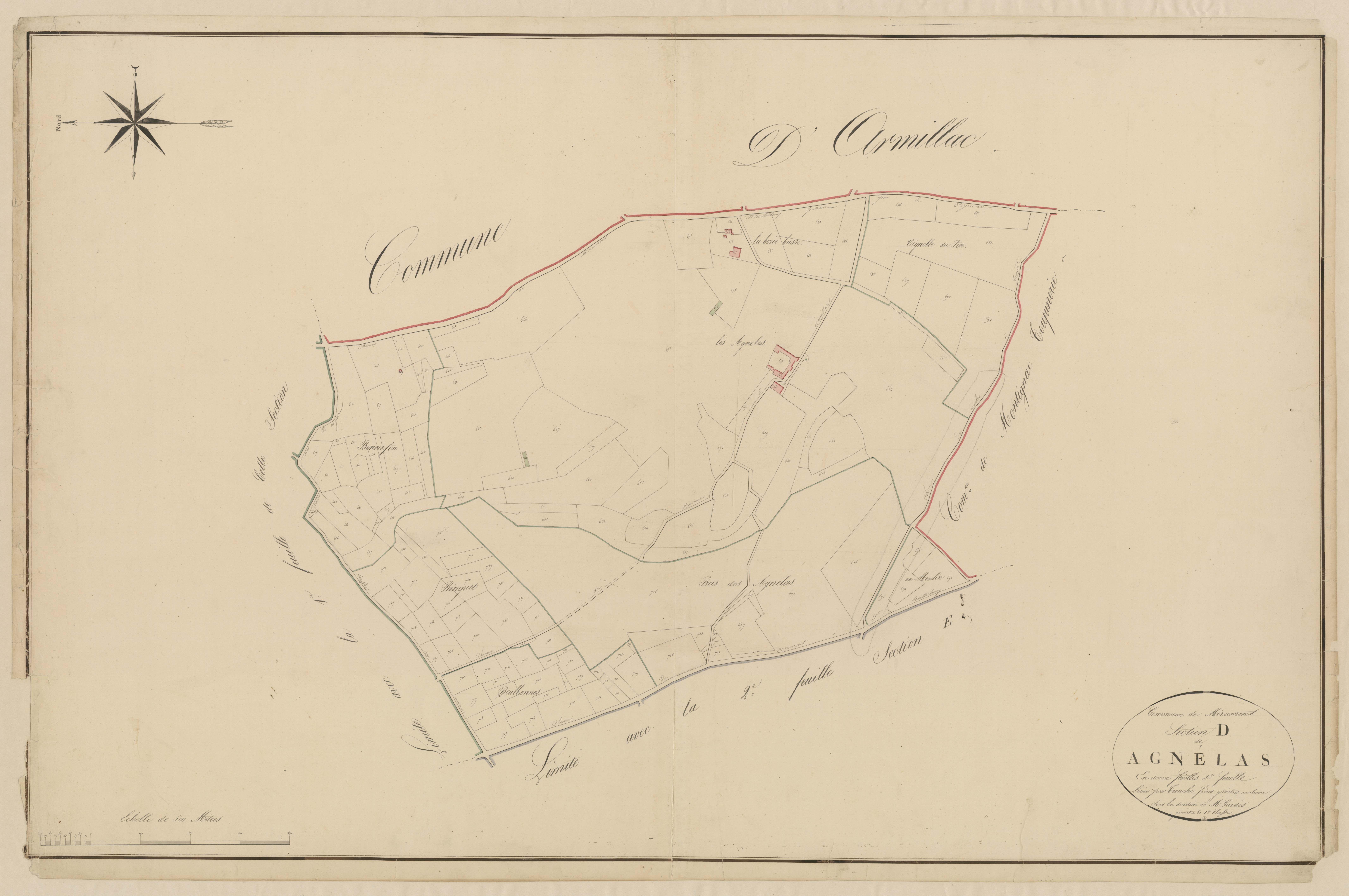 Plan napoléonien, atlas-D2 Agnélas, Miramont-de-Guyenne