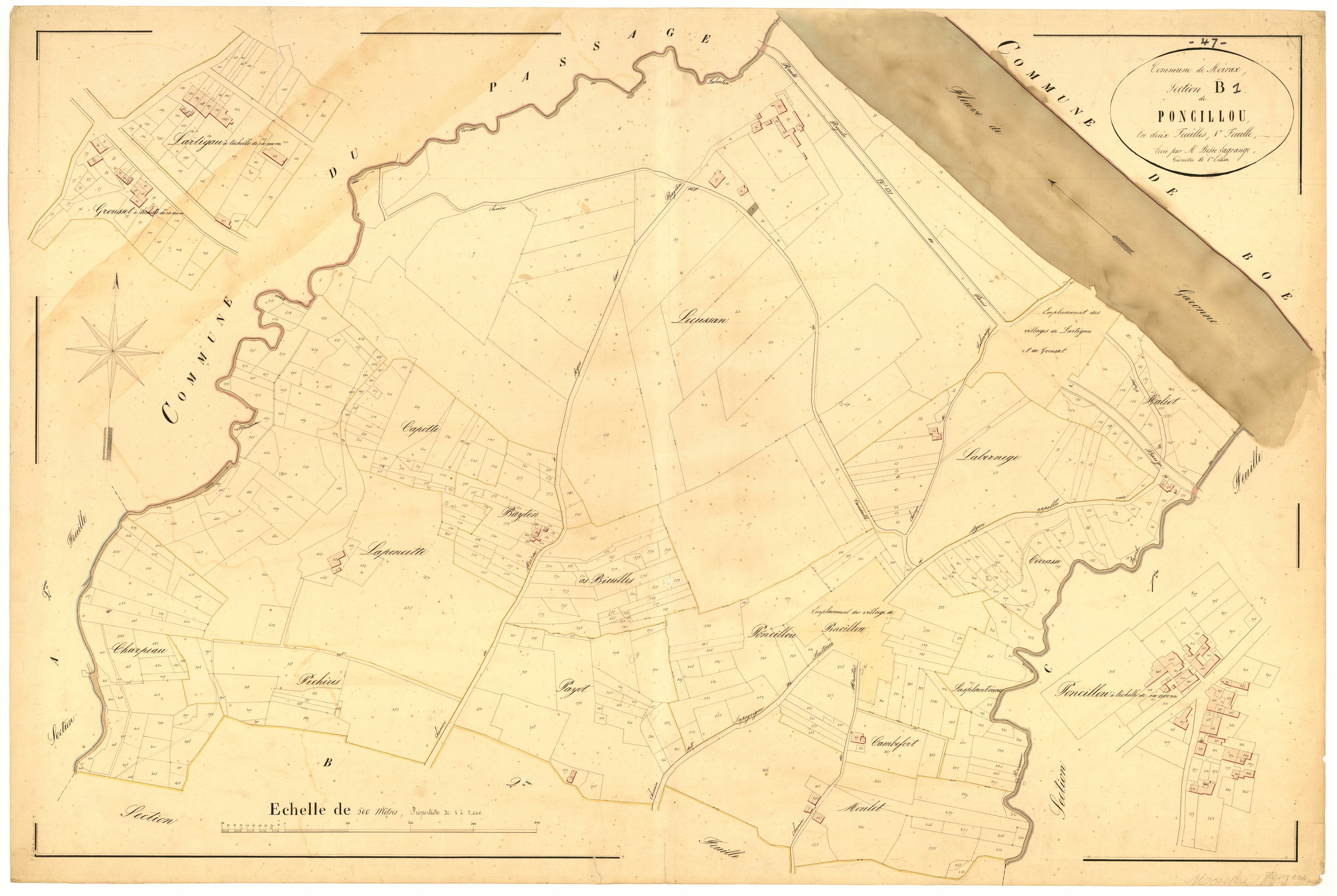 Plan napoléonien, atlas-B1 Poncillou, Moirax