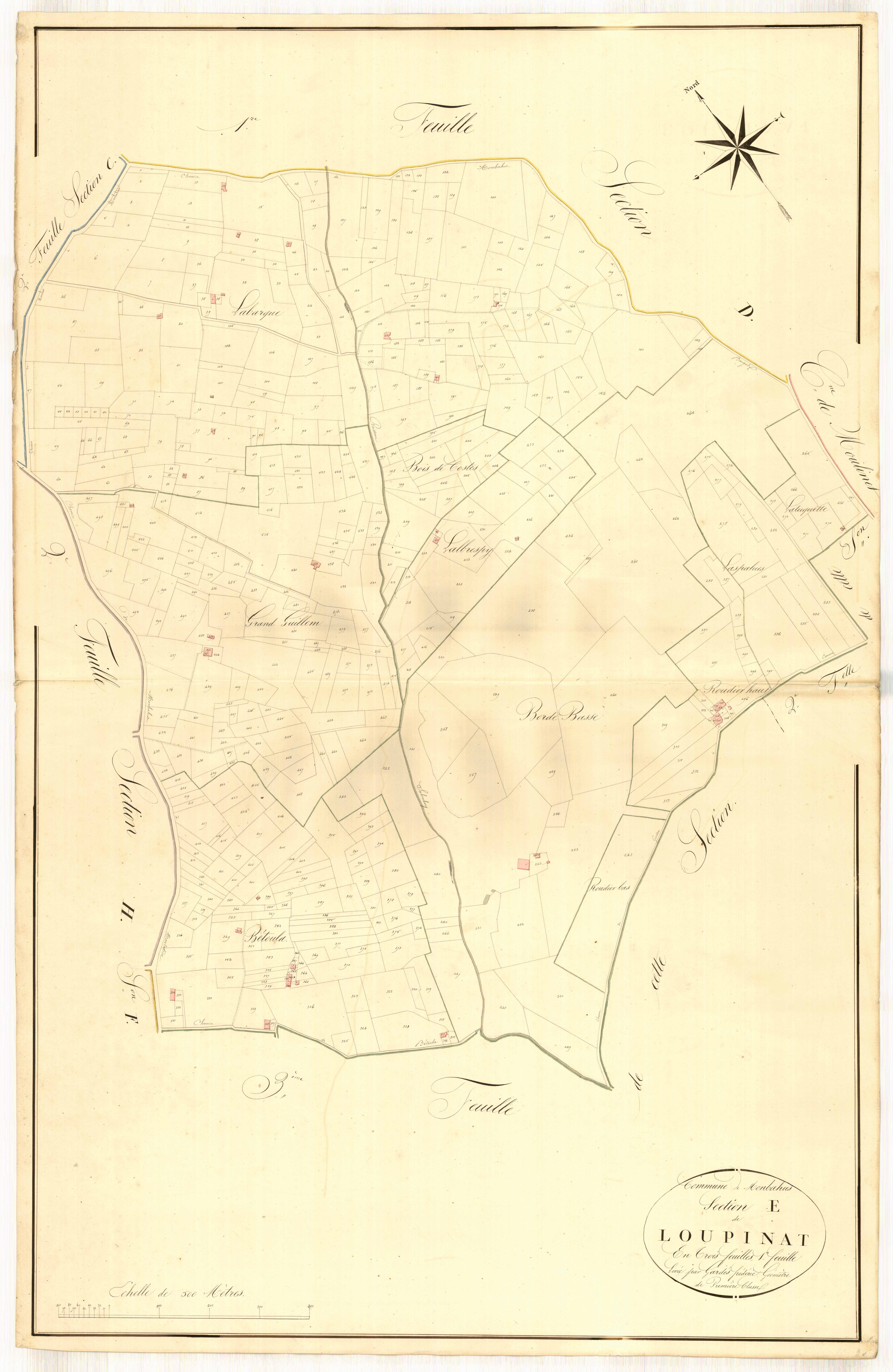 Plan napoléonien, atlas-E1 Loupinat, Monbahus