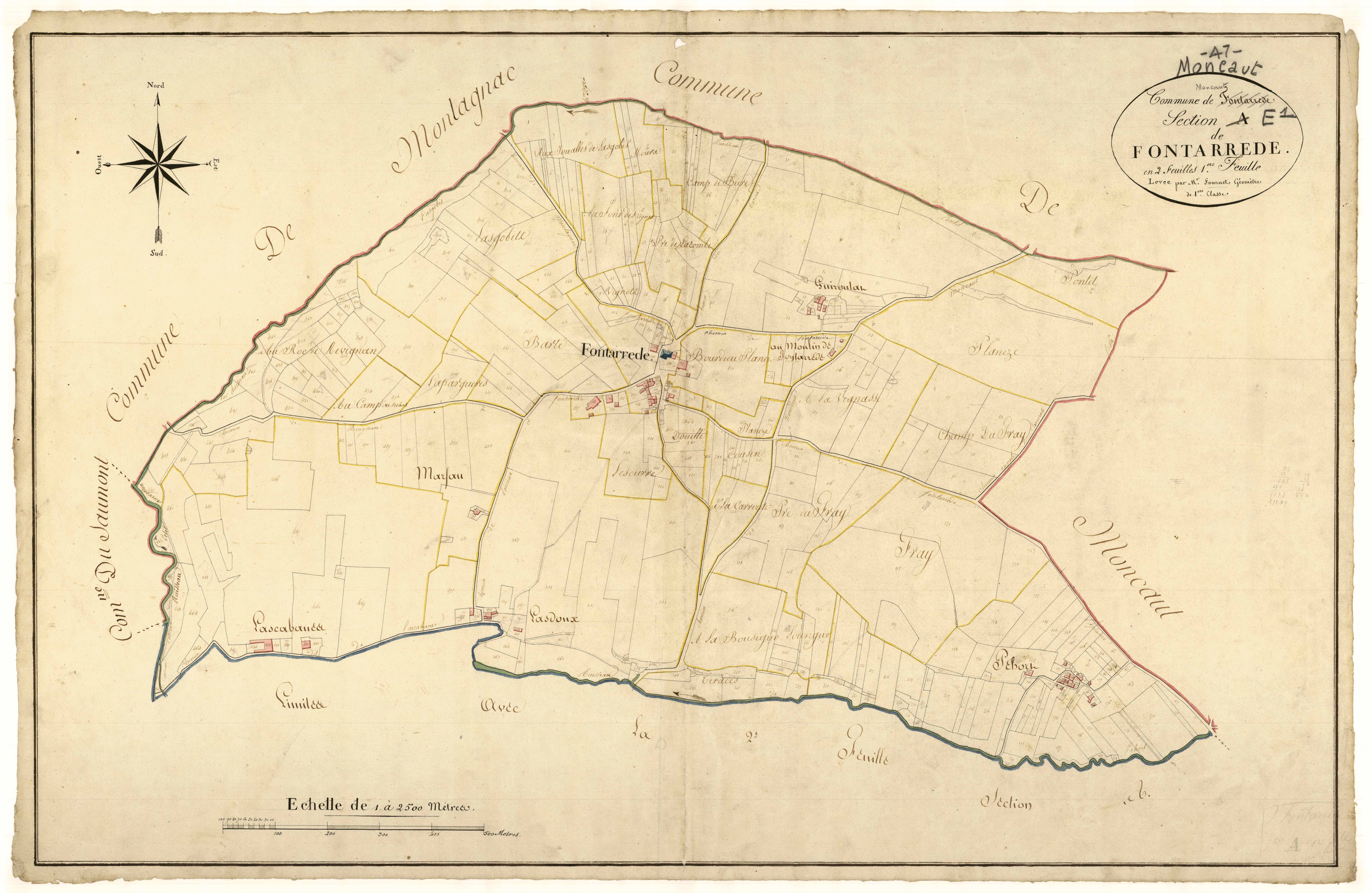 Plan napoléonien, atlas-E1 Fontarrède, Moncaut