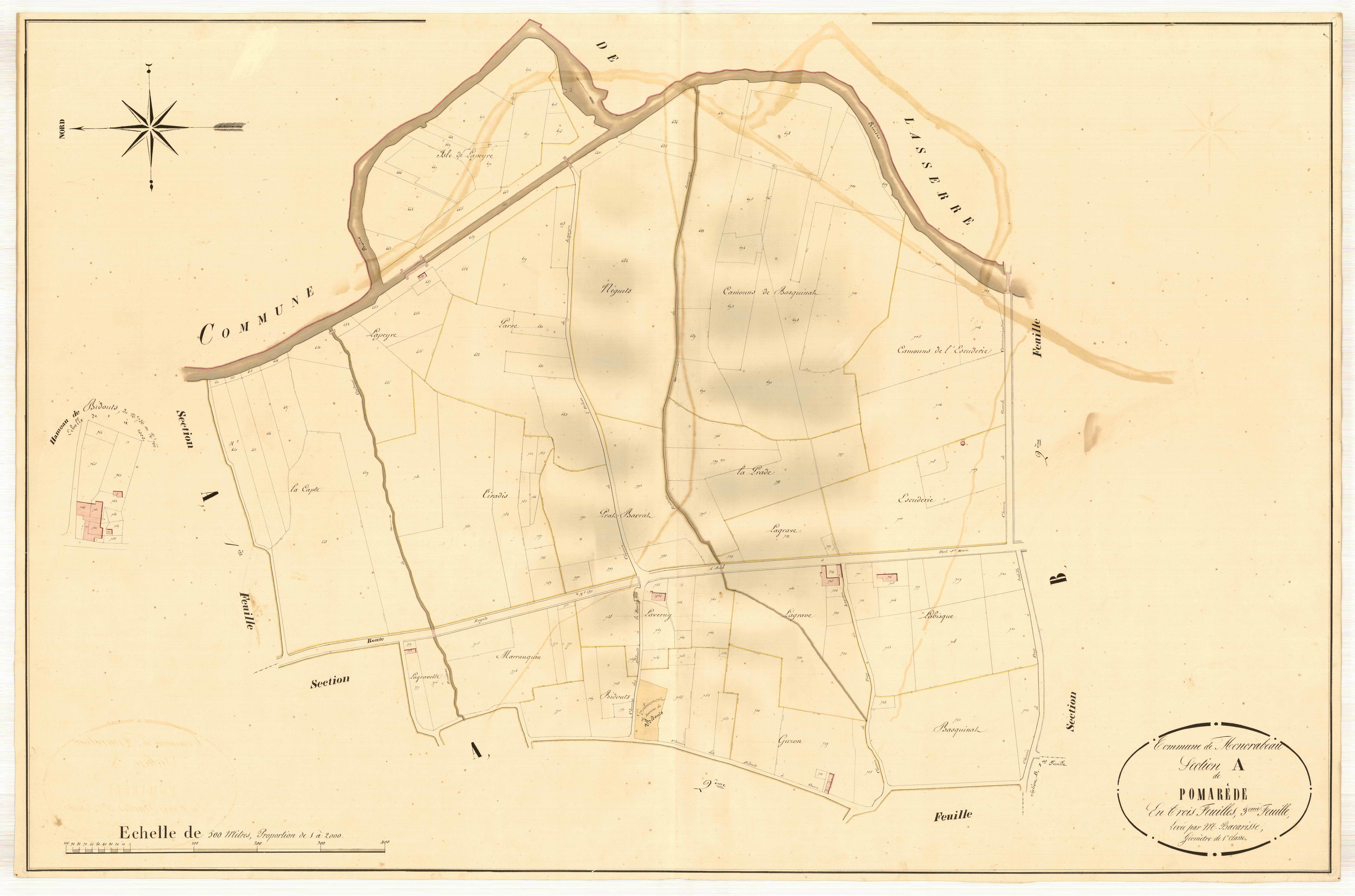 Plan napoléonien, atlas-A3 Pomarède, Moncrabeau