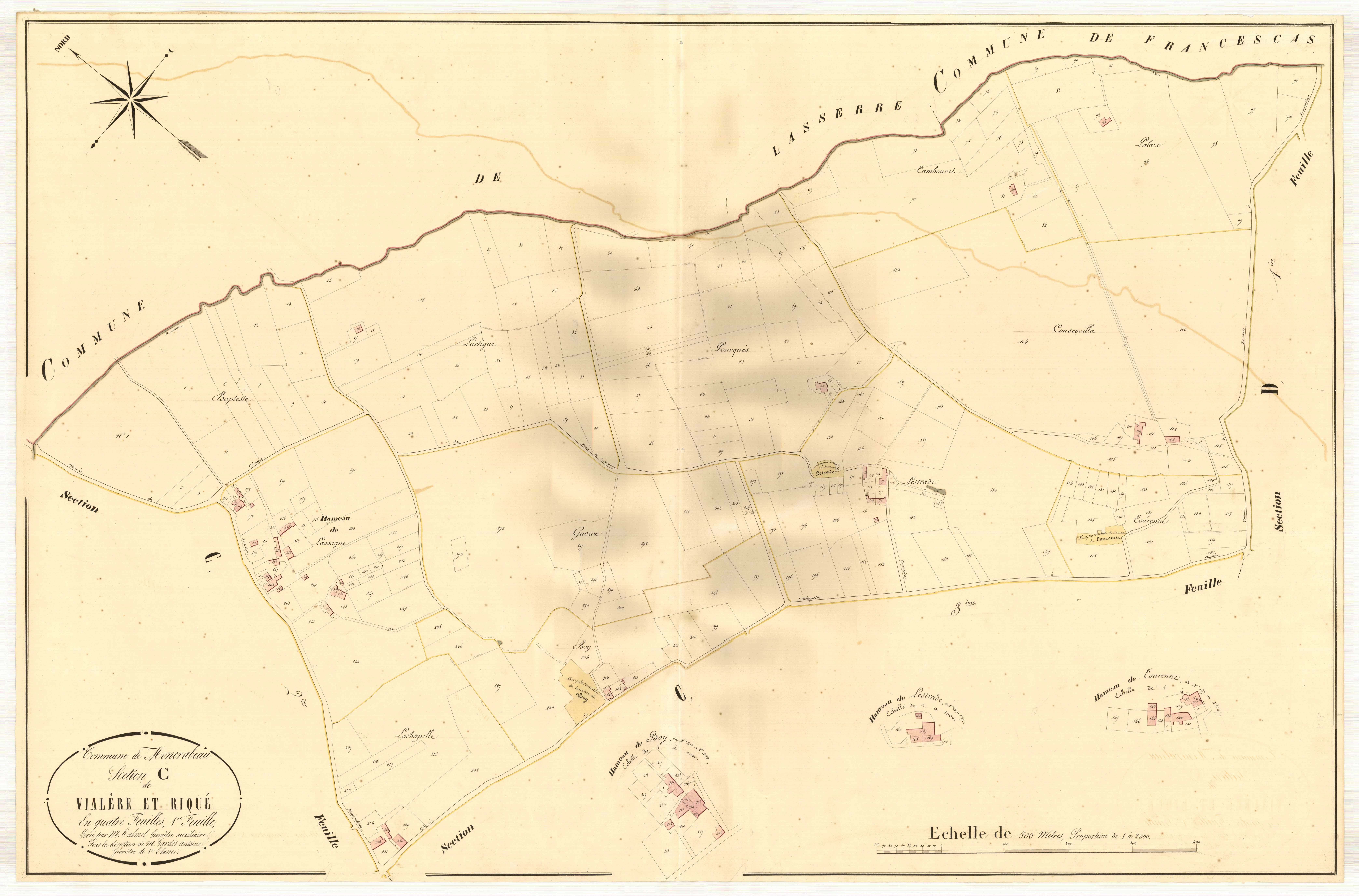 Plan napoléonien, atlas-C1 Vialère et Riqué, Moncrabeau