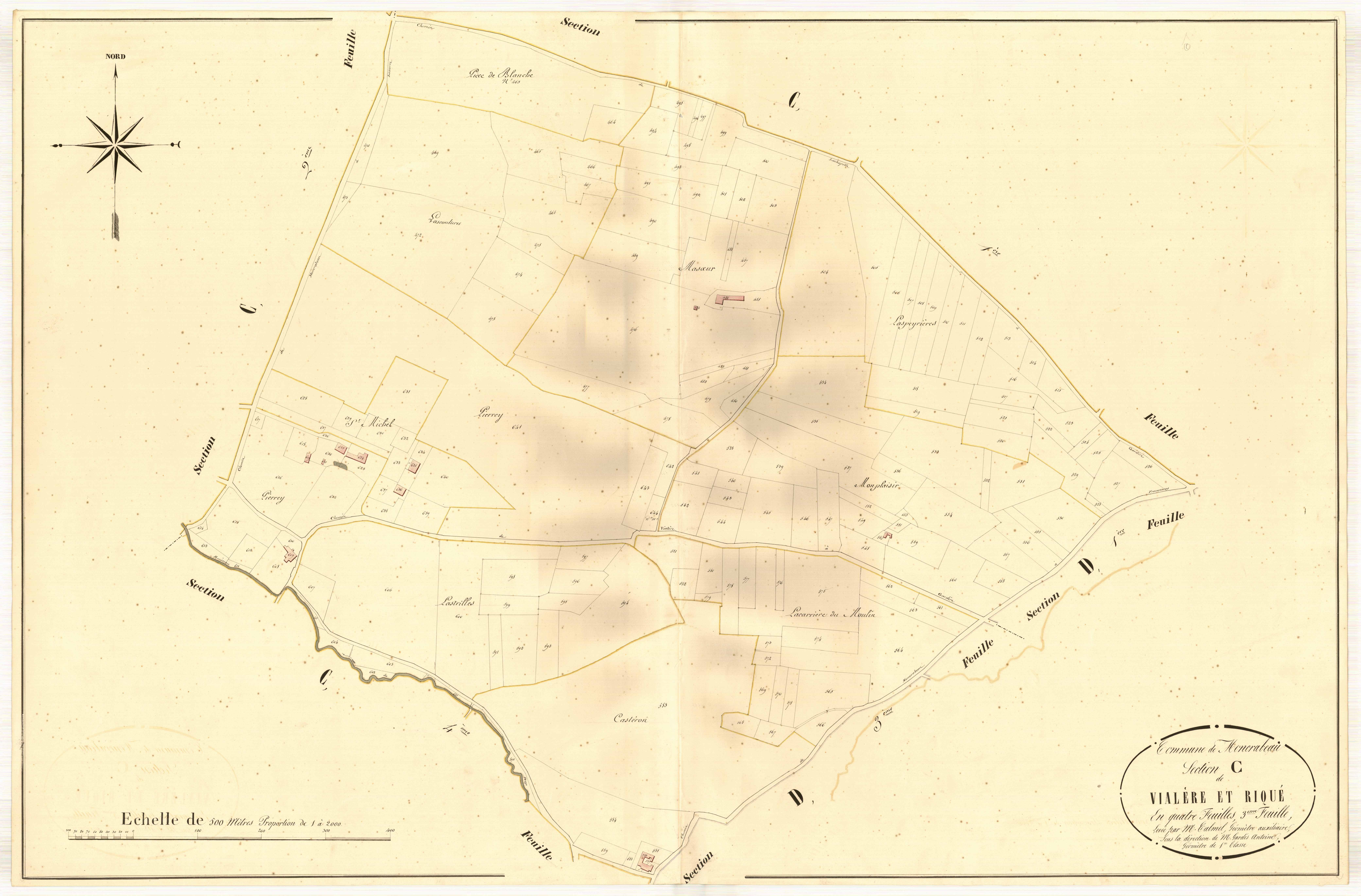 Plan napoléonien, atlas-C3 Vialère et Riqué, Moncrabeau