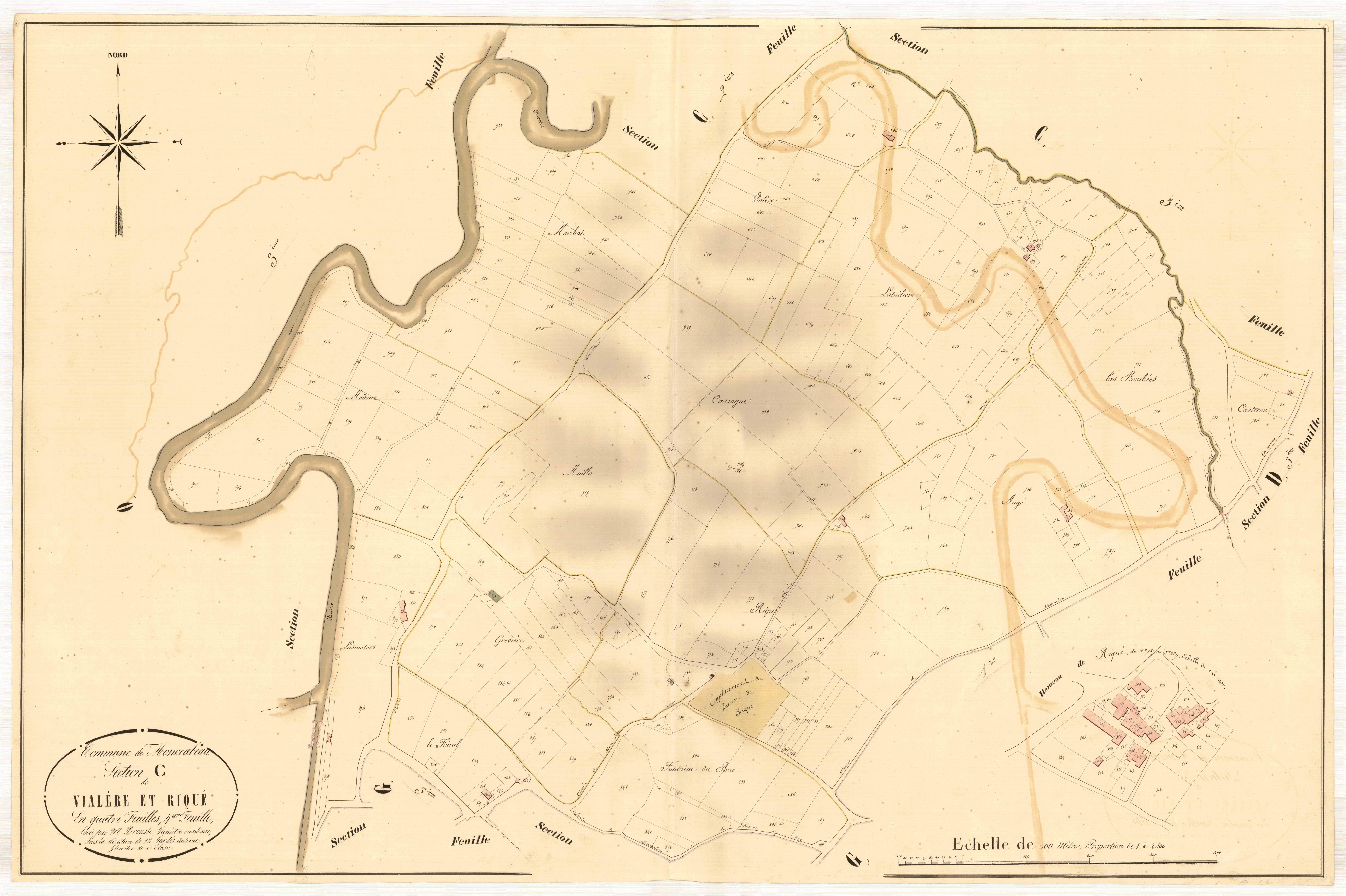 Plan napoléonien, atlas-C4 Vialère et Riqué, Moncrabeau