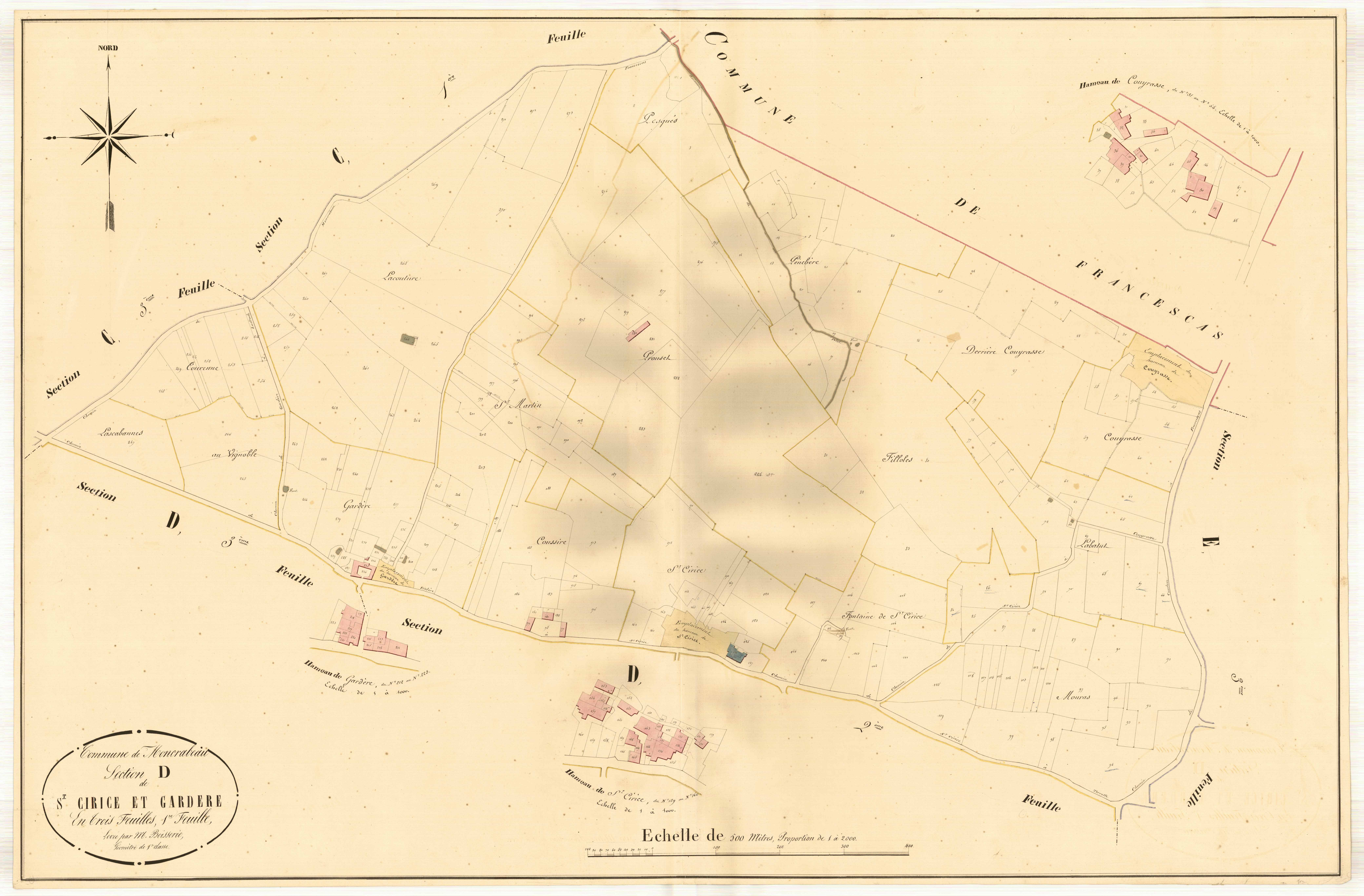 Plan napoléonien, atlas-D1 Saint-Cirice et Gardère, Moncrabeau