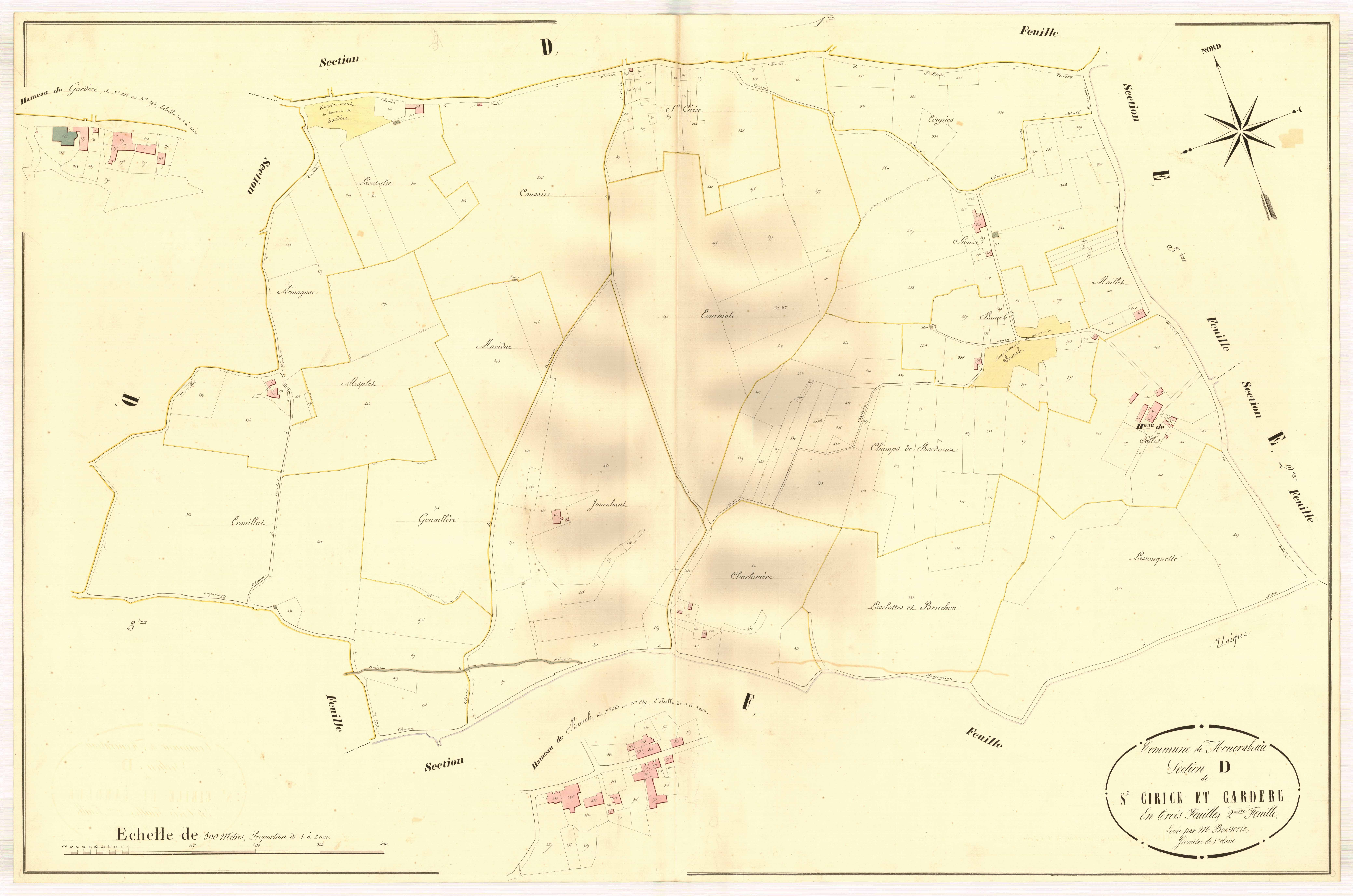 Plan napoléonien, atlas-D2 Saiont-Cirice et Gardère, Moncrabeau
