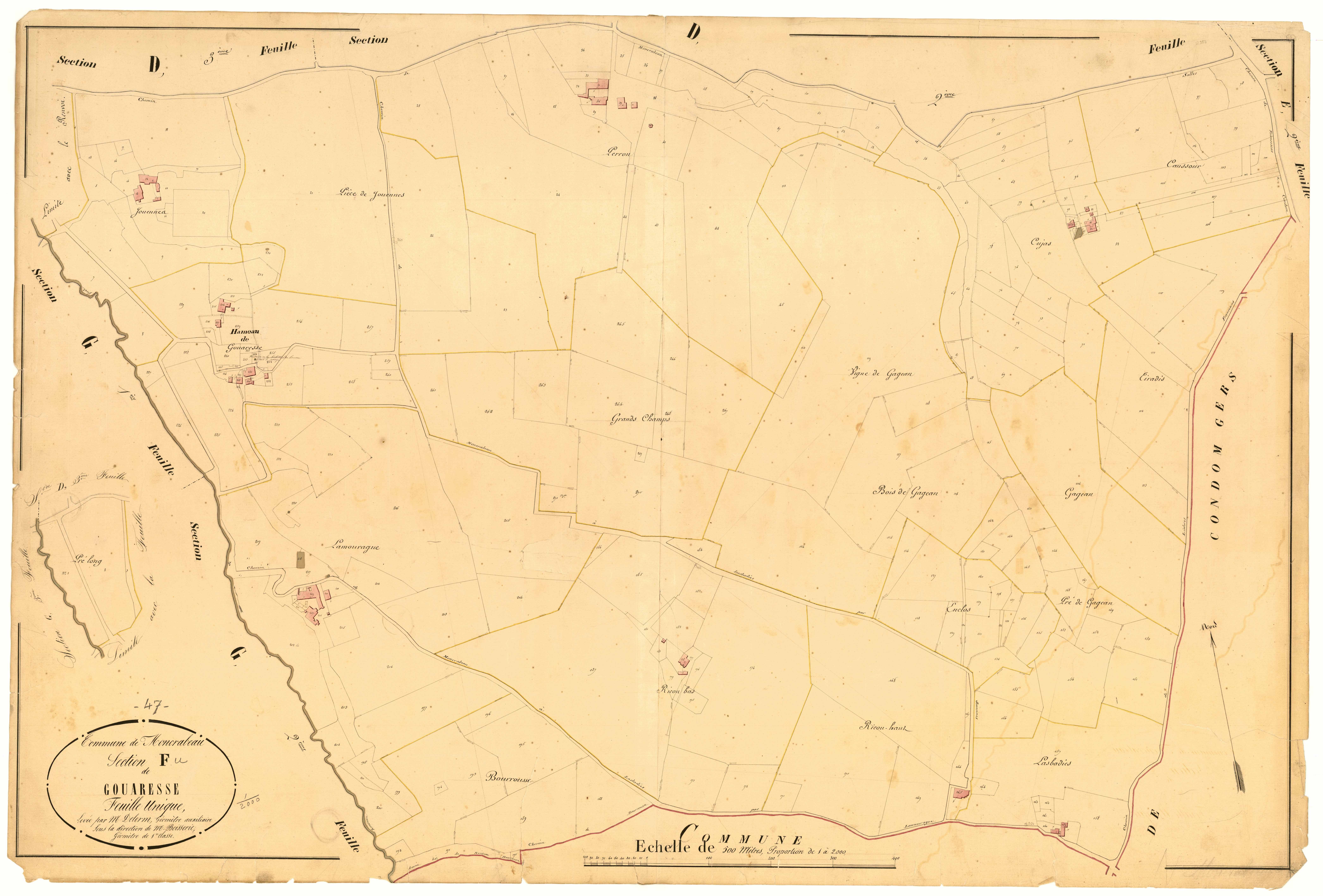 Plan napoléonien, atlas-F  Gouaresse, Moncrabeau