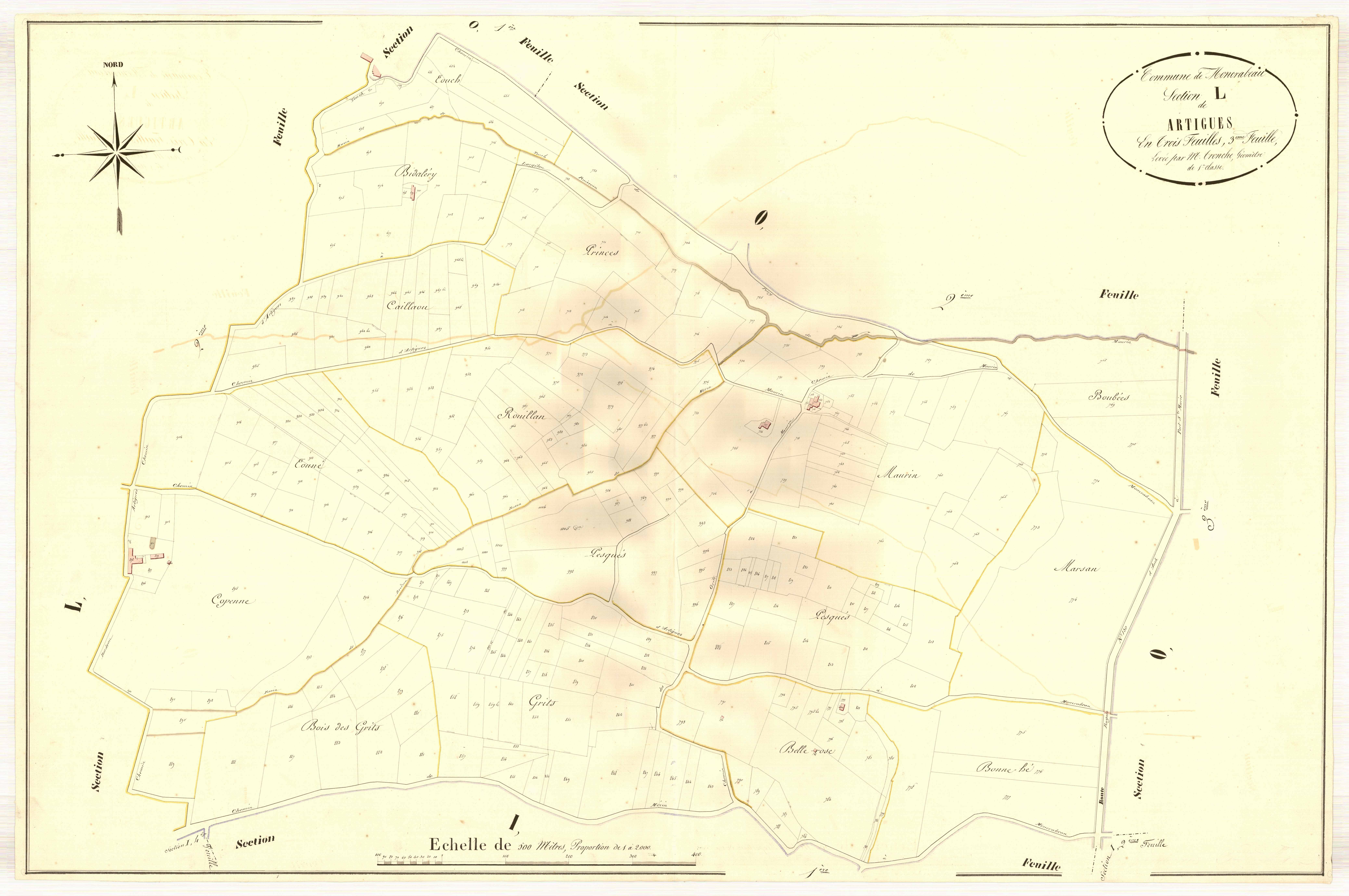 Plan napoléonien, atlas-L3 Artigues, Moncrabeau