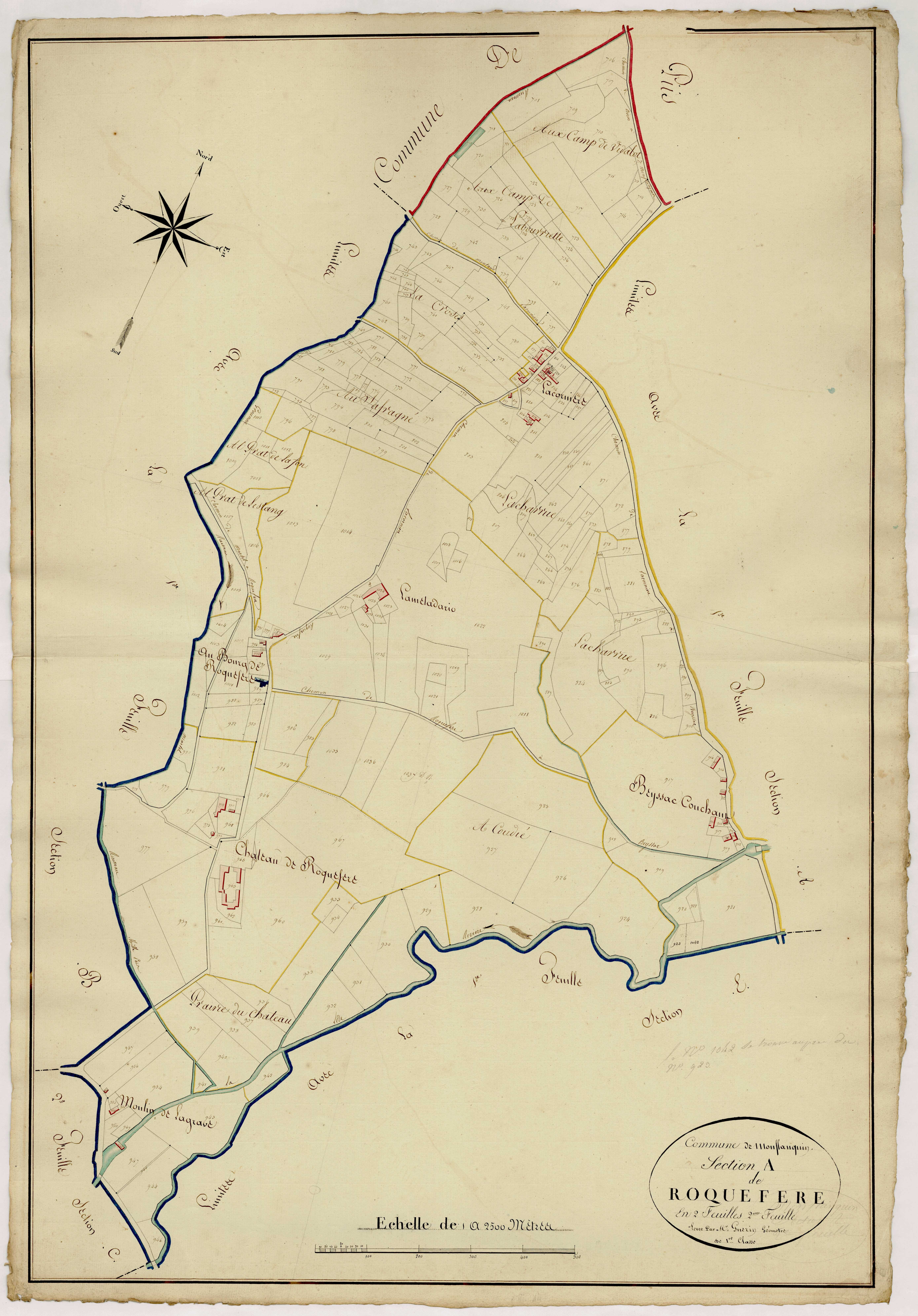 Plan napoléonien, atlas-A1, 2ème feuille Roquefere, Monflanquin