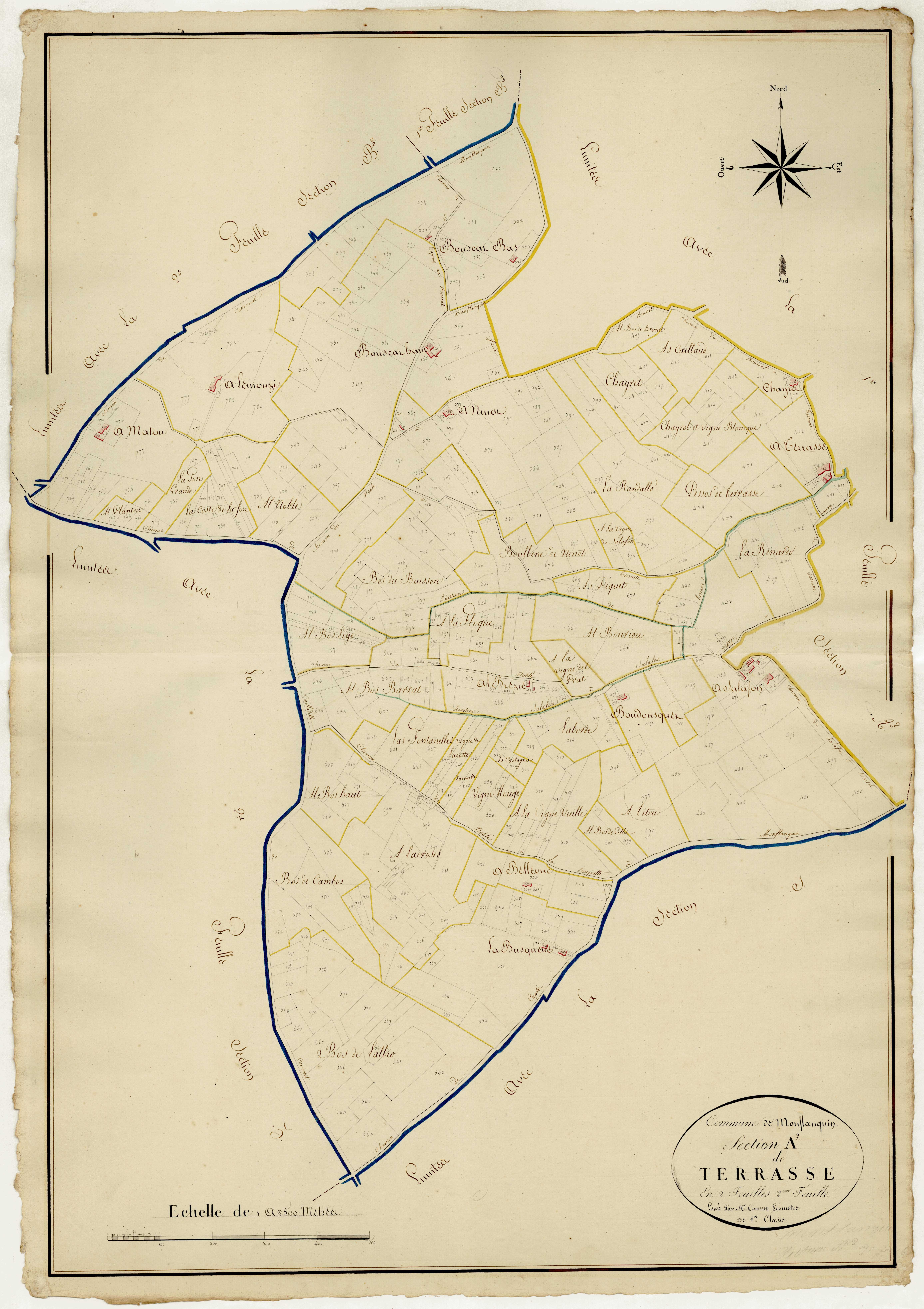Plan napoléonien, atlas-A2, 2ème feuille Terrasse, Monflanquin