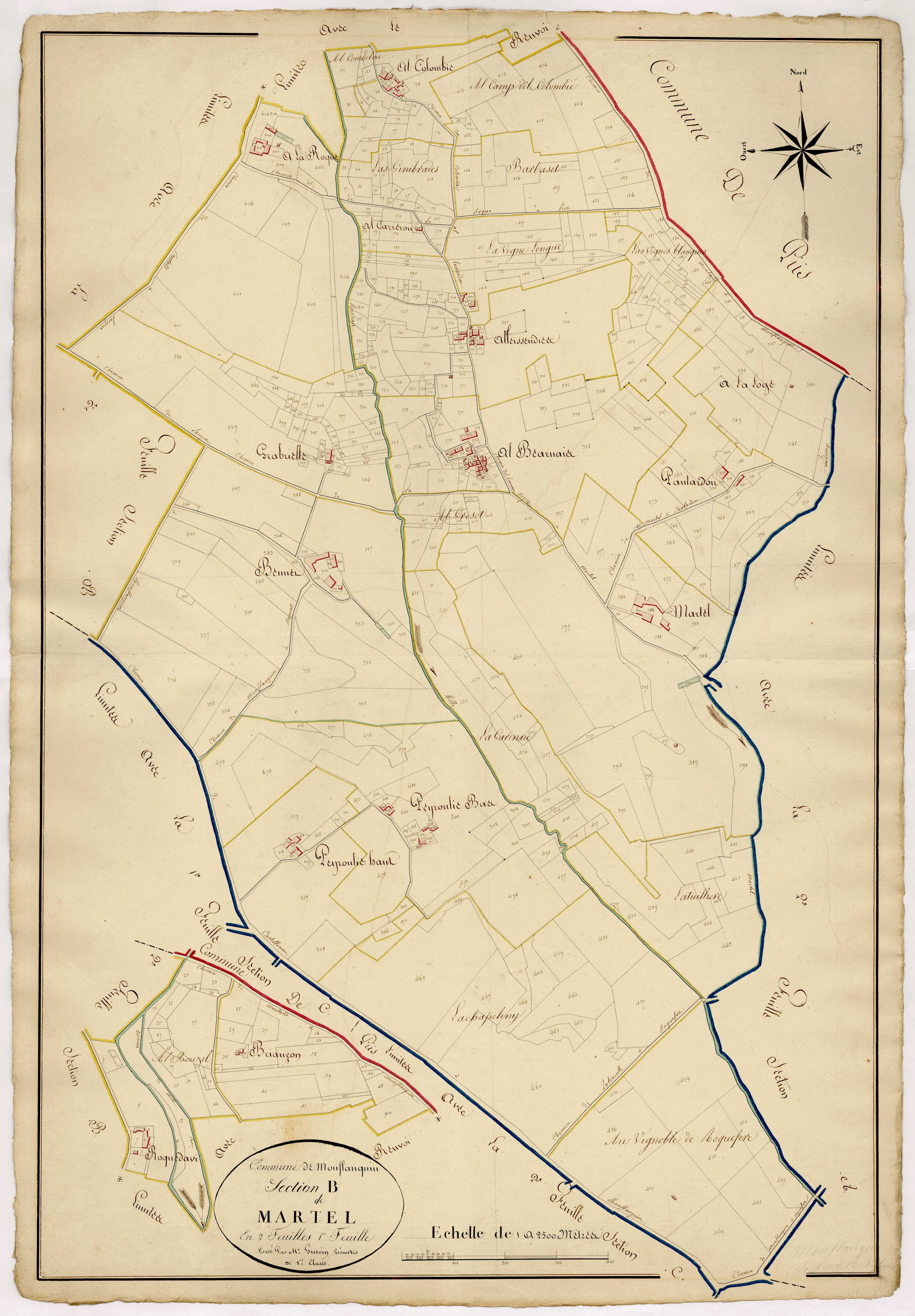 Plan napoléonien, atlas-B1, 1ère feuille Martel, Monflanquin